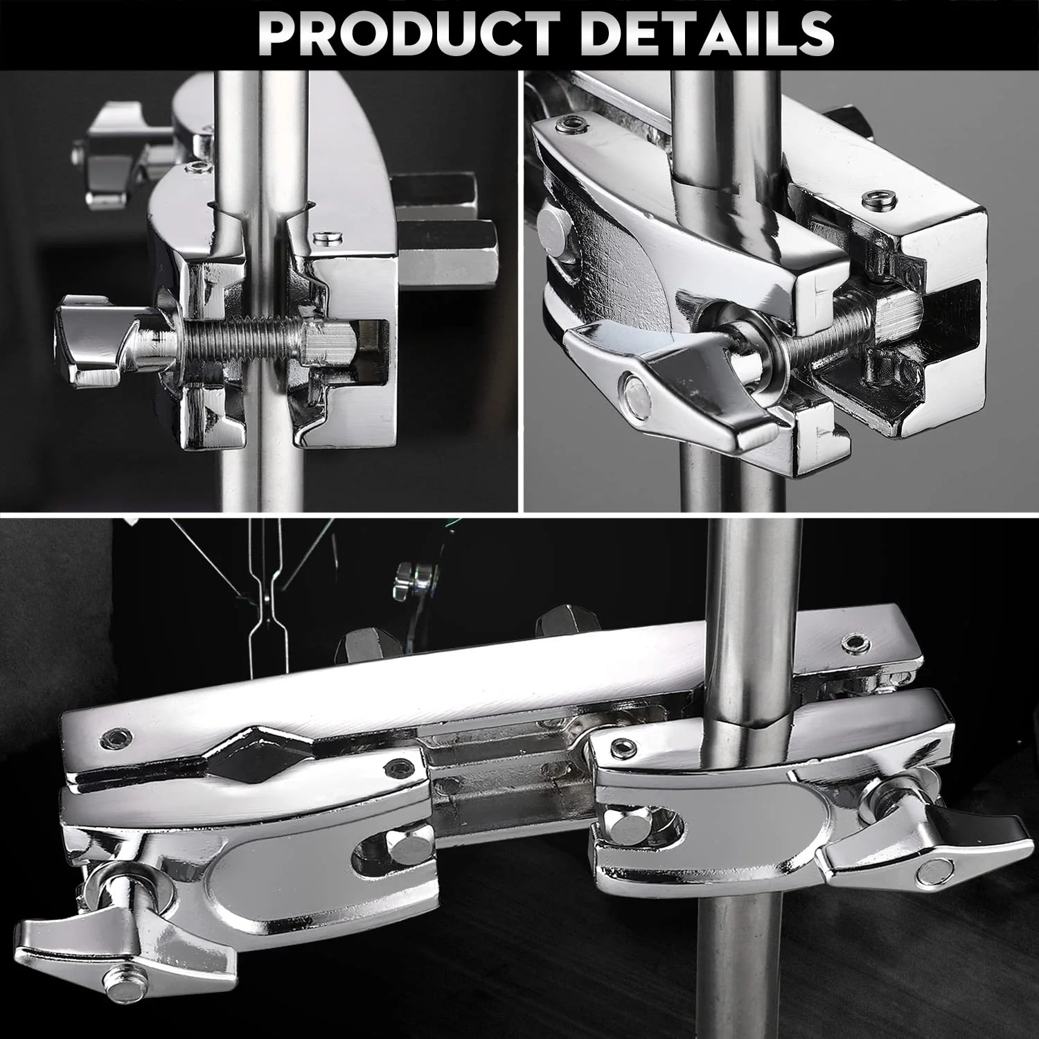 Facmogu Silver Multi-clamp, Adjustable Quick Release Multi-clamp Construct with Premium Stainless Steel Material, Cymbal Stand Mount Holder for Drum Cymbal Stands & Holders - Image 3