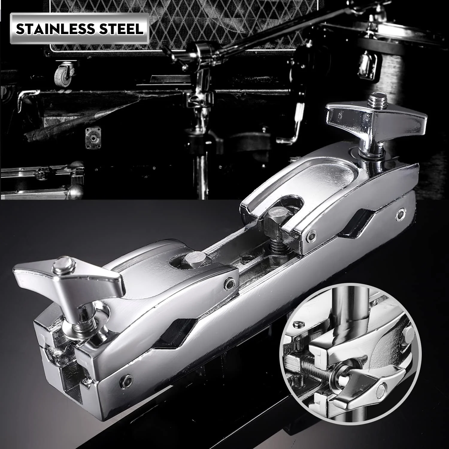 Facmogu Silver Multi-clamp, Adjustable Quick Release Multi-clamp Construct with Premium Stainless Steel Material, Cymbal Stand Mount Holder for Drum Cymbal Stands & Holders - Image 4