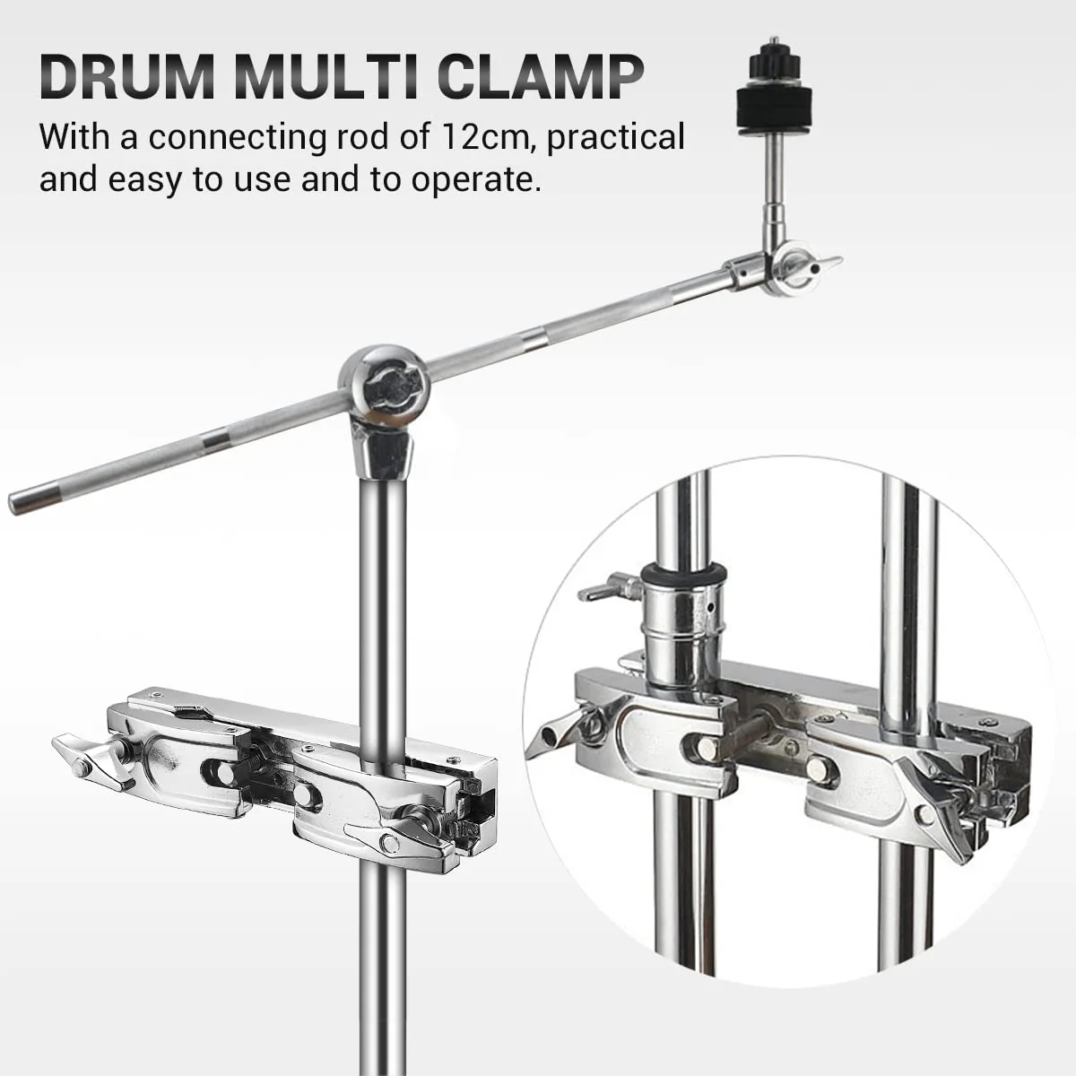 Facmogu Silver Multi-clamp, Adjustable Quick Release Multi-clamp Construct with Premium Stainless Steel Material, Cymbal Stand Mount Holder for Drum Cymbal Stands & Holders - Image 5