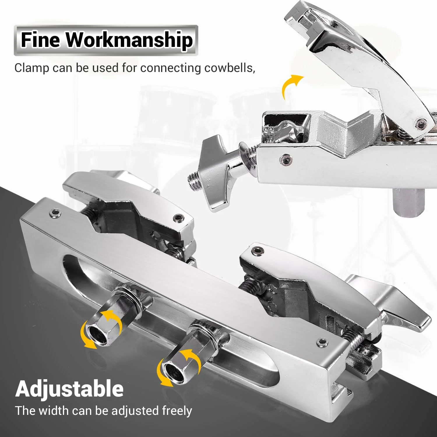 Facmogu Silver Multi-clamp, Adjustable Quick Release Multi-clamp Construct with Premium Stainless Steel Material, Cymbal Stand Mount Holder for Drum Cymbal Stands & Holders - Image 6