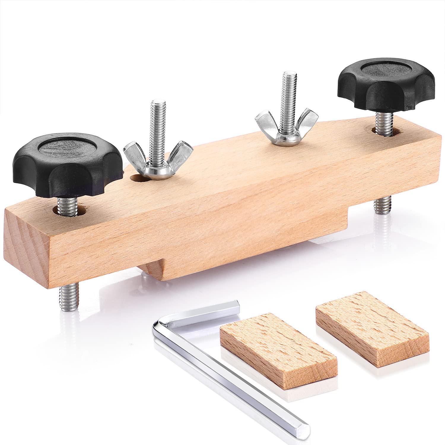 Facmogu Solid Maple Guitar Bridge Clamp, Entry Level Bridge Clamp Acoustic Luthier Tools with Cork Gasket & L-Wrench, Wooden Guitar Bridge Clamp for Classical/Acoustic Guitar Accessory Luthier Tools - Image 7