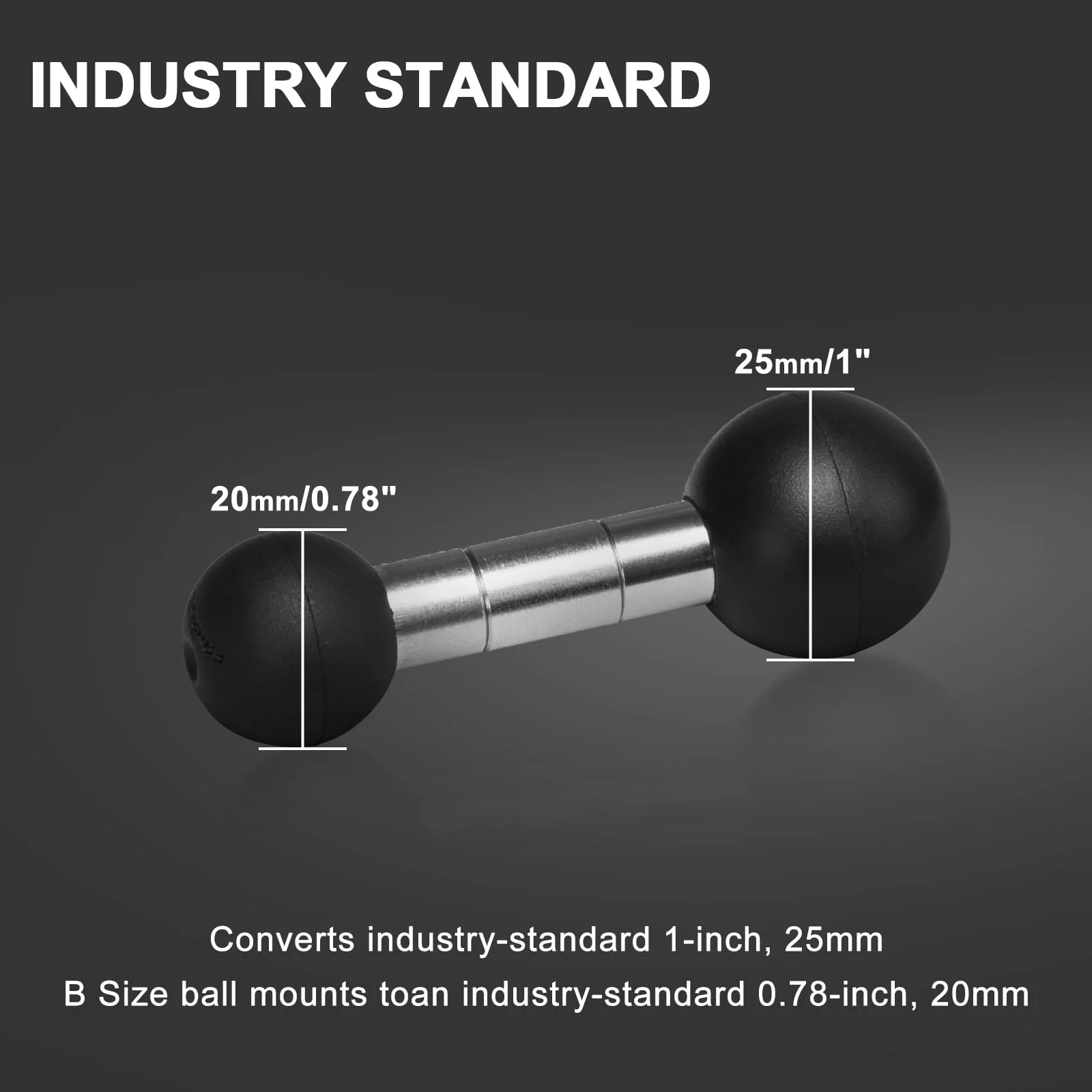 FANAUE Aluminum 25mm Ball to 20 mm Ball Adapter for Industry Standard Dual Ball Socket mounting arms Compatible with RAM Mounts B Size 1 inch Ball and Other GPS Devices with 20 mm Balls - Image 2