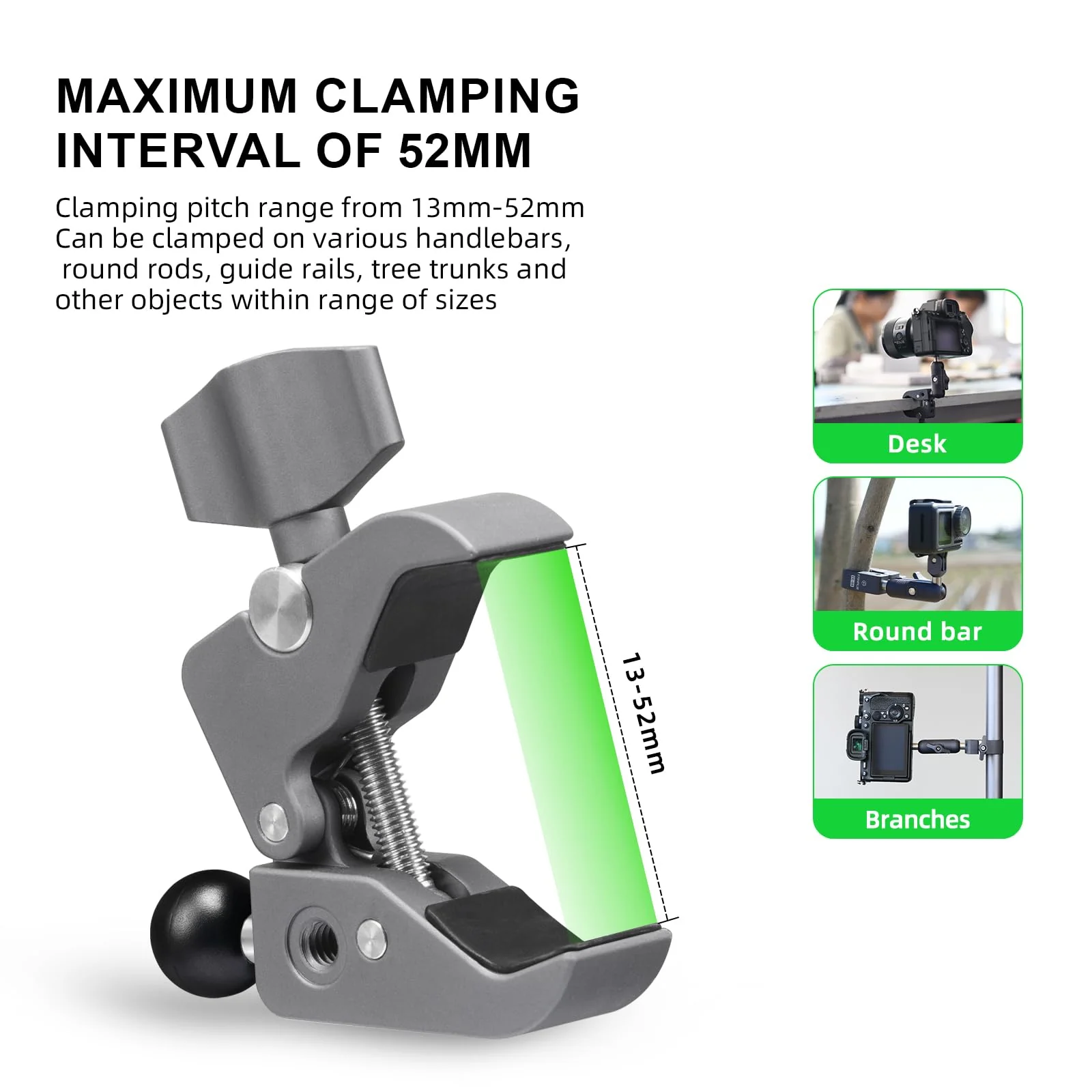FANAUE Aluminum Handlebar Base Mount Strong Rod Clamp with 17mm Ball Head Adapter for Rails 0.5'' to 2'' Diameter Compatible with Garmin GPS Mounts & Bike Motorcycle Phone Holder with 17mm Ball Socket - Image 4