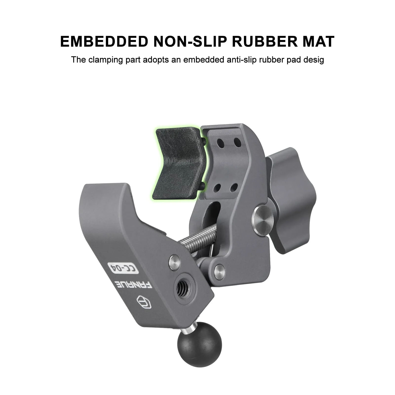 FANAUE Aluminum Handlebar Base Mount Strong Rod Clamp with 17mm Ball Head Adapter for Rails 0.5'' to 2'' Diameter Compatible with Garmin GPS Mounts & Bike Motorcycle Phone Holder with 17mm Ball Socket - Image 6