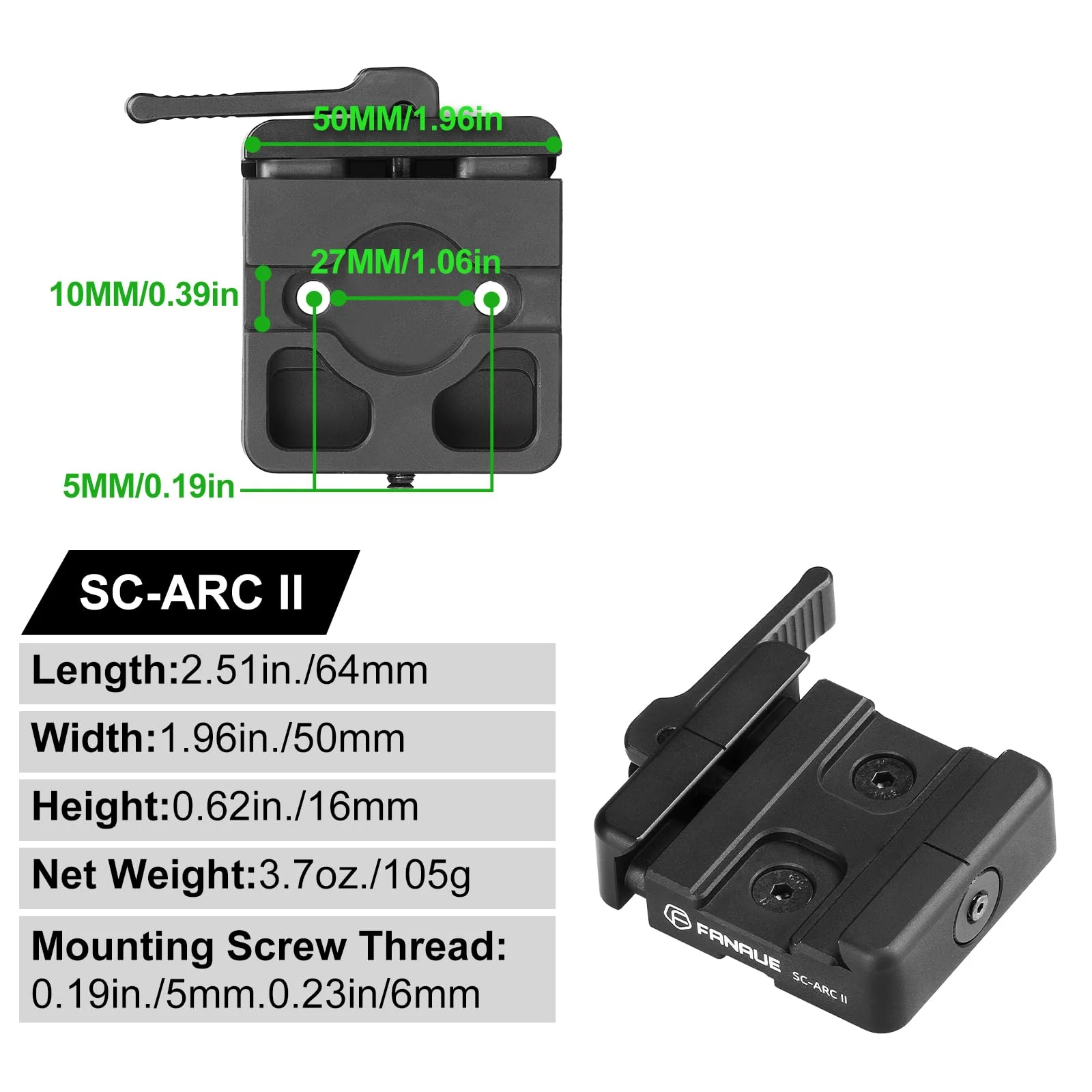 FANAUE ARCA-Swiss Bipod Adapter, ARCA-Swiss Quick Release, Arca Tripod Mount for Fanaue Tripod Heads - Image 9