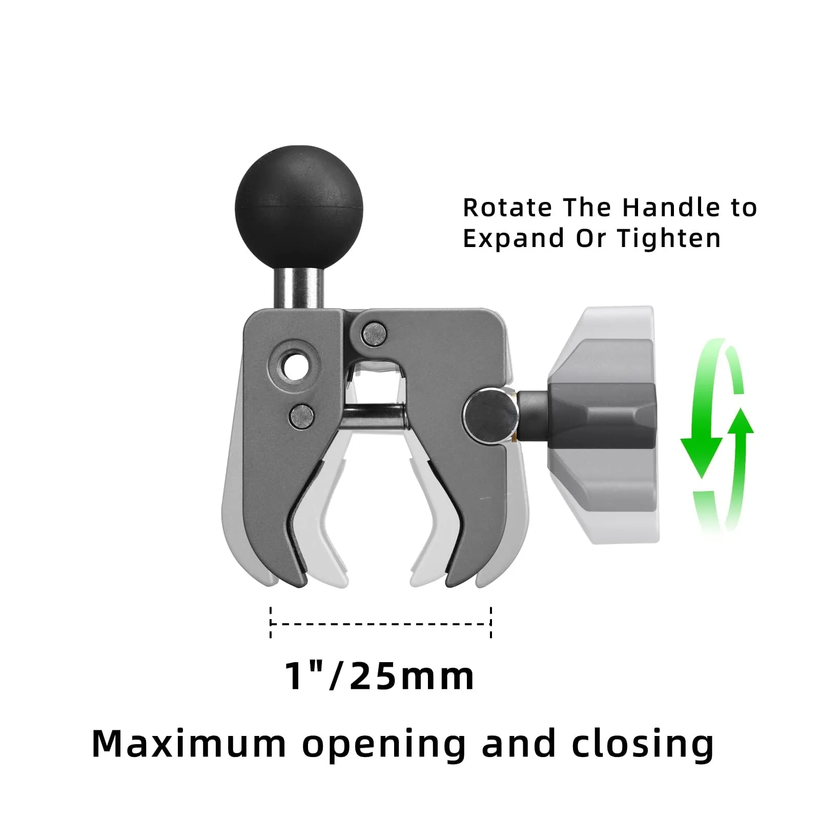 FANAUE Handlebar Base Mount Strong Rod Clamp with 1'' Ball for Rails 0.5" to 2.0" in Diameter, Compatible with RAM Mounts B Size Double Socket Arm & Bike Motorcycle Phone Mount Holder - Image 3