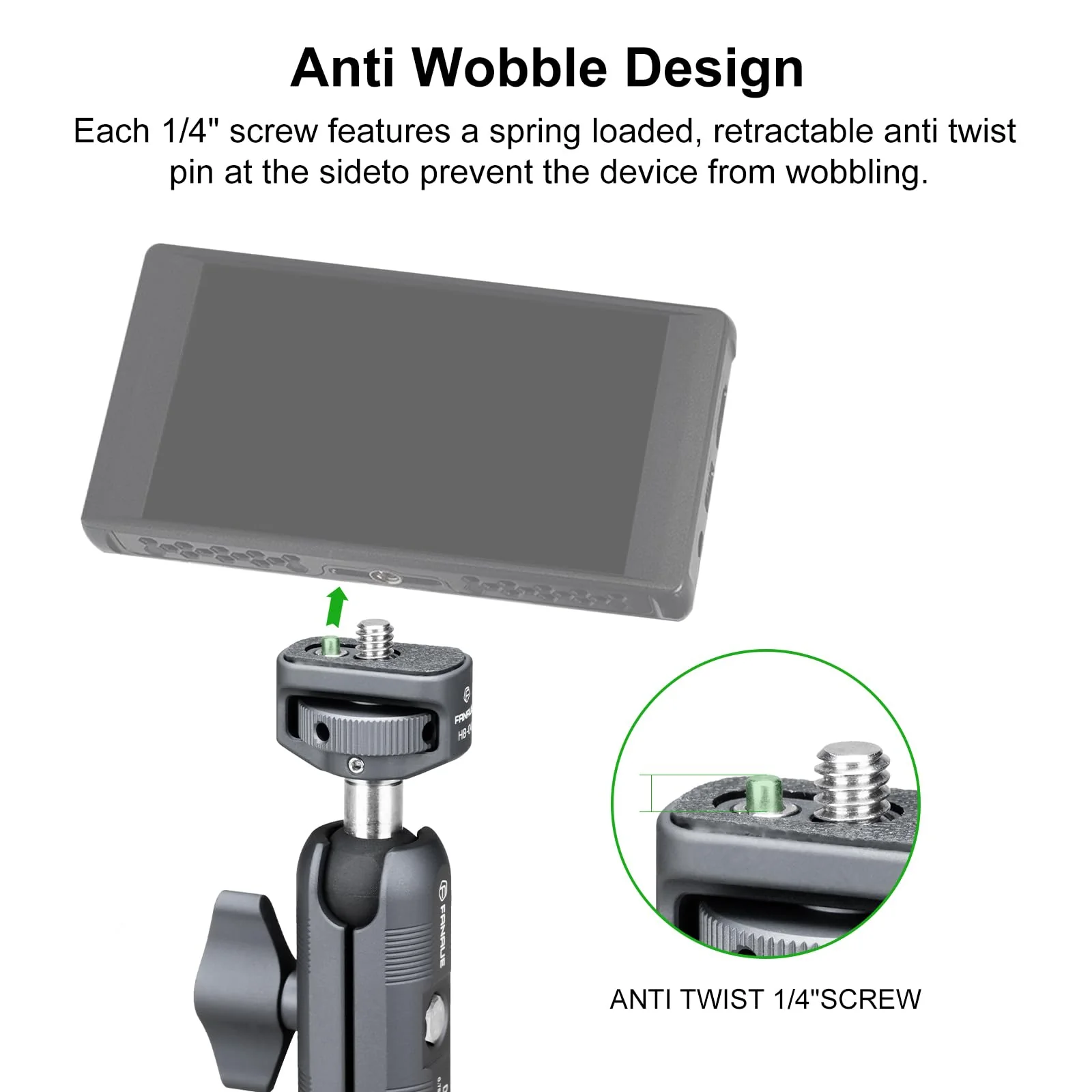 FANAUE Mini Articulating Arm Mount Camera Accessories Compatible with 1/4"-20 to 1/4"-20 Connectors (with Locating Pins) Aluminum-Built Arm Offers Flexibility Connectors - Image 5