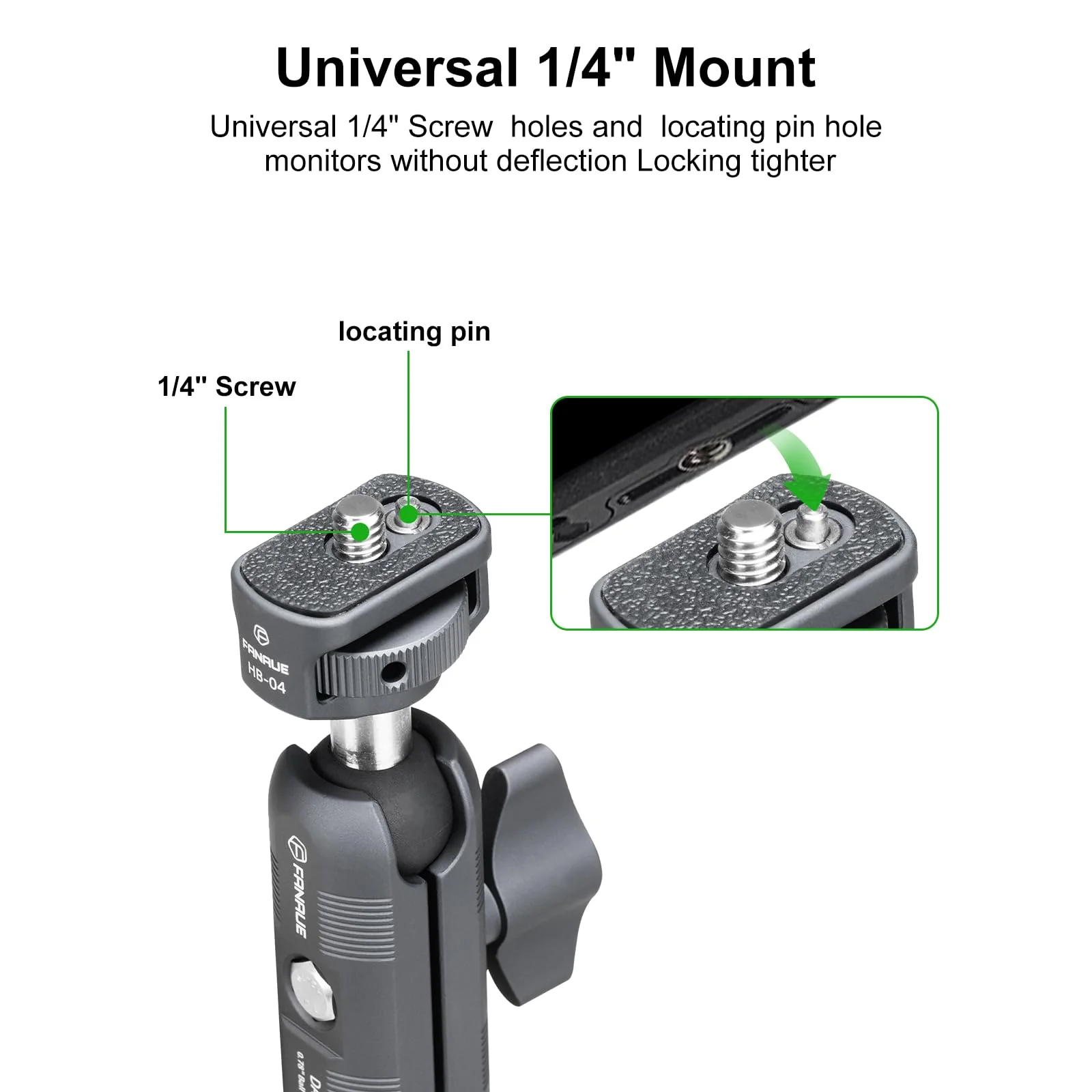 FANAUE Mini Articulating Arm Mount Camera Accessories Compatible with 1/4"-20 to 1/4"-20 Connectors (with Locating Pins) Aluminum-Built Arm Offers Flexibility Connectors - Image 6