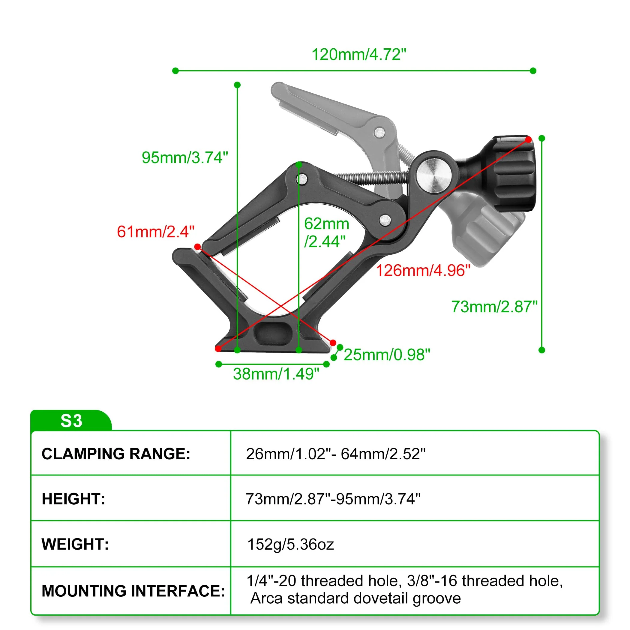 FANAUE S3 Binocular Tripod Mount Adapter with 1/4" & 3/8" Screw and ARCA Quick Release Binocular Tripod Mount, Compatible with Vortex Zeiss Nikon Swarovski Leica Leupold Bushnell Binoculars. - Image 7