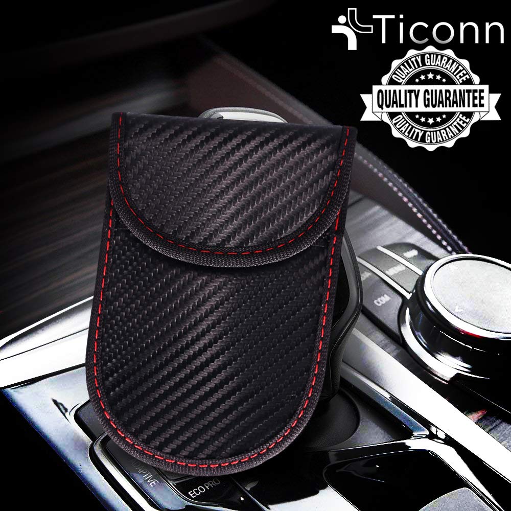 Faraday Bag for Key Fob (2 Pack), TICONN Faraday Cage Protector - Car RFID Signal Blocking, Anti-Theft Pouch, Anti-Hacking Case Blocker (Carbon Fiber Texture) Carbon Fiber Texture - Image 4