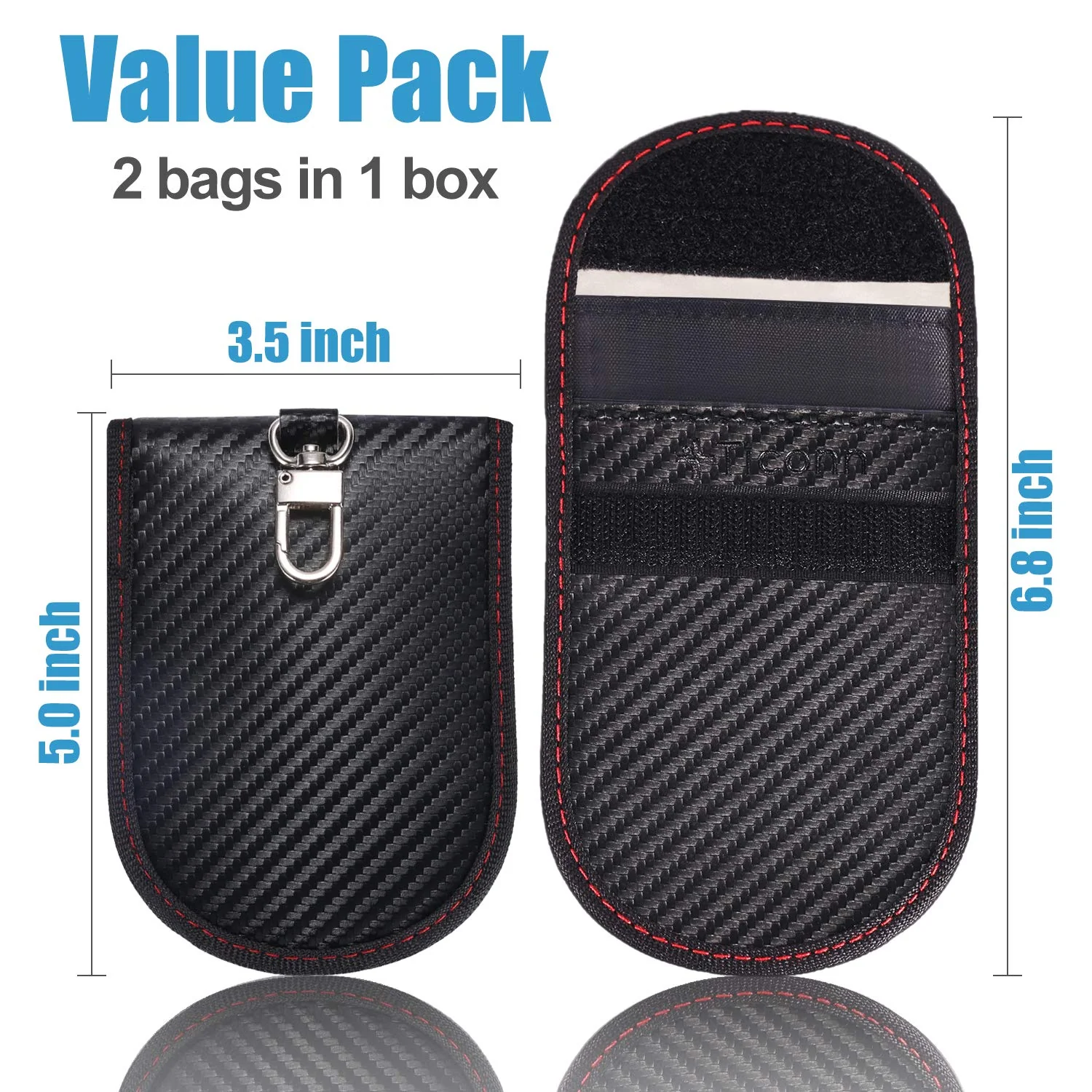 Faraday Bag for Key Fob (2 Pack), TICONN Faraday Cage Protector - Car RFID Signal Blocking, Anti-Theft Pouch, Anti-Hacking Case Blocker (Carbon Fiber Texture) Carbon Fiber Texture - Image 6