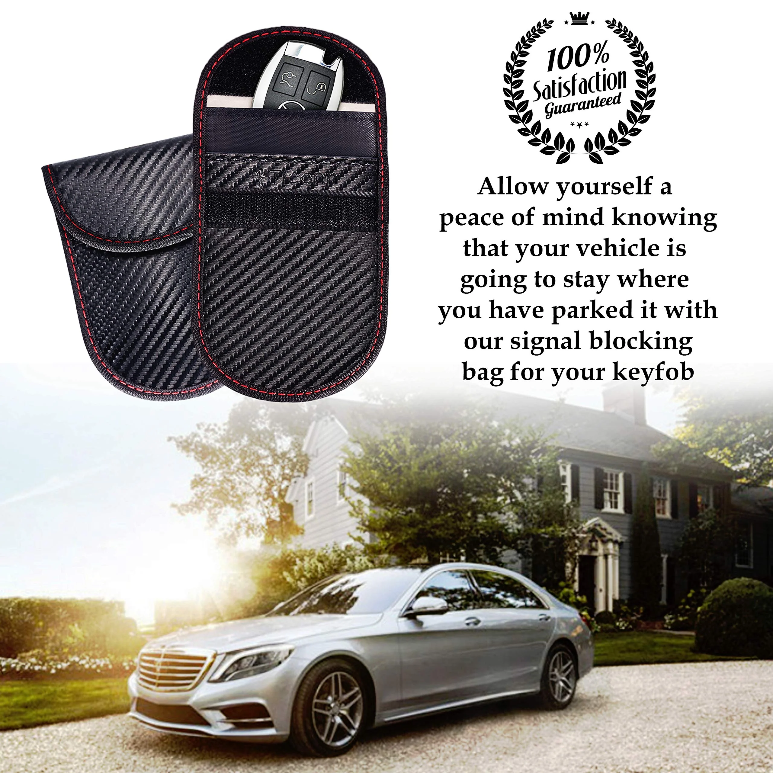 Faraday Bag for Key Fob (2 Pack), TICONN Faraday Cage Protector - Car RFID Signal Blocking, Anti-Theft Pouch, Anti-Hacking Case Blocker (Carbon Fiber Texture) Carbon Fiber Texture - Image 7