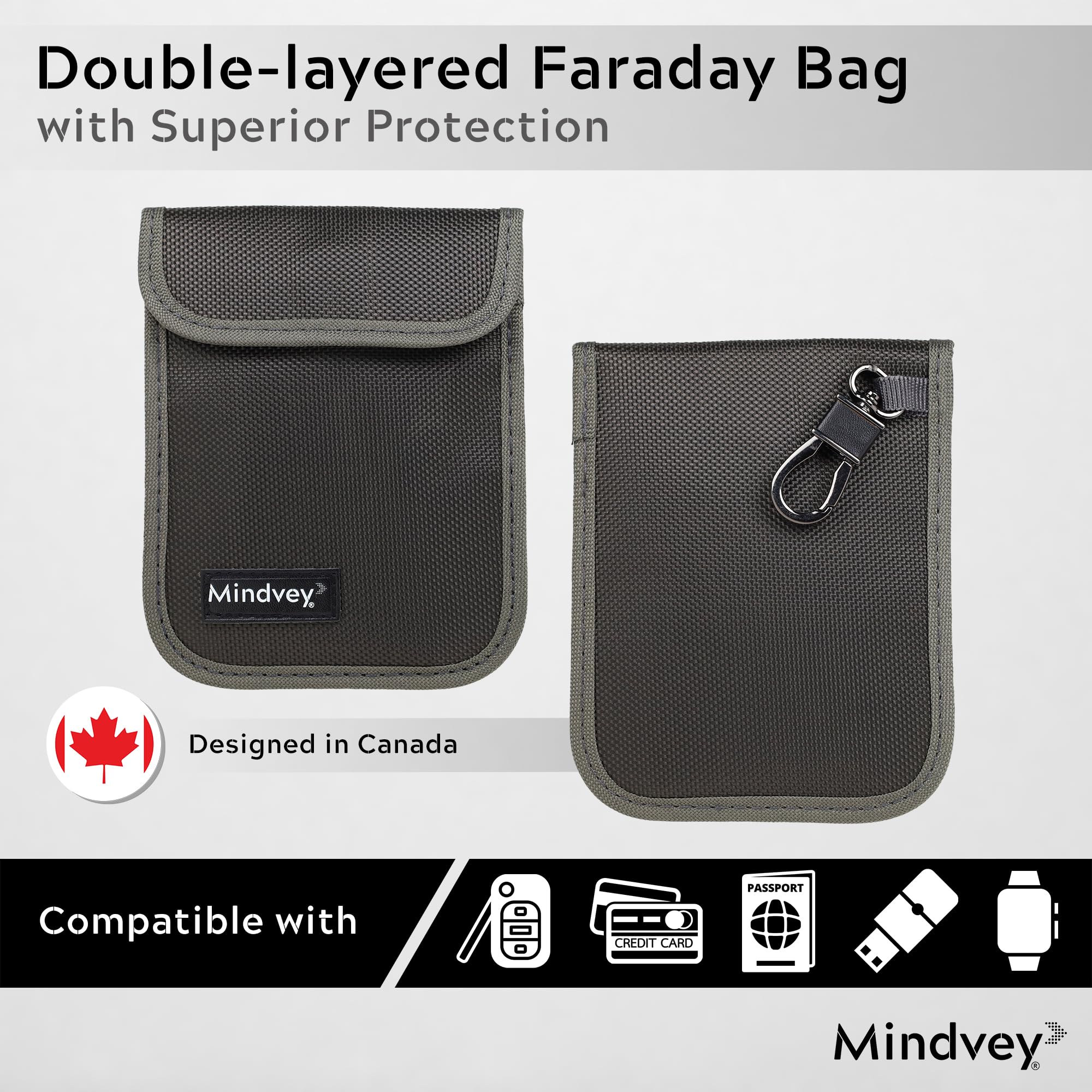 Faraday Bags for Car Key Fobs, Credit Cards, Smart Watches/Data Privacy, Electronic Device Security, Anti-Hacking Card Protection 5G RF & RFID Shielding (2, Dark Gray) 2 - Image 2
