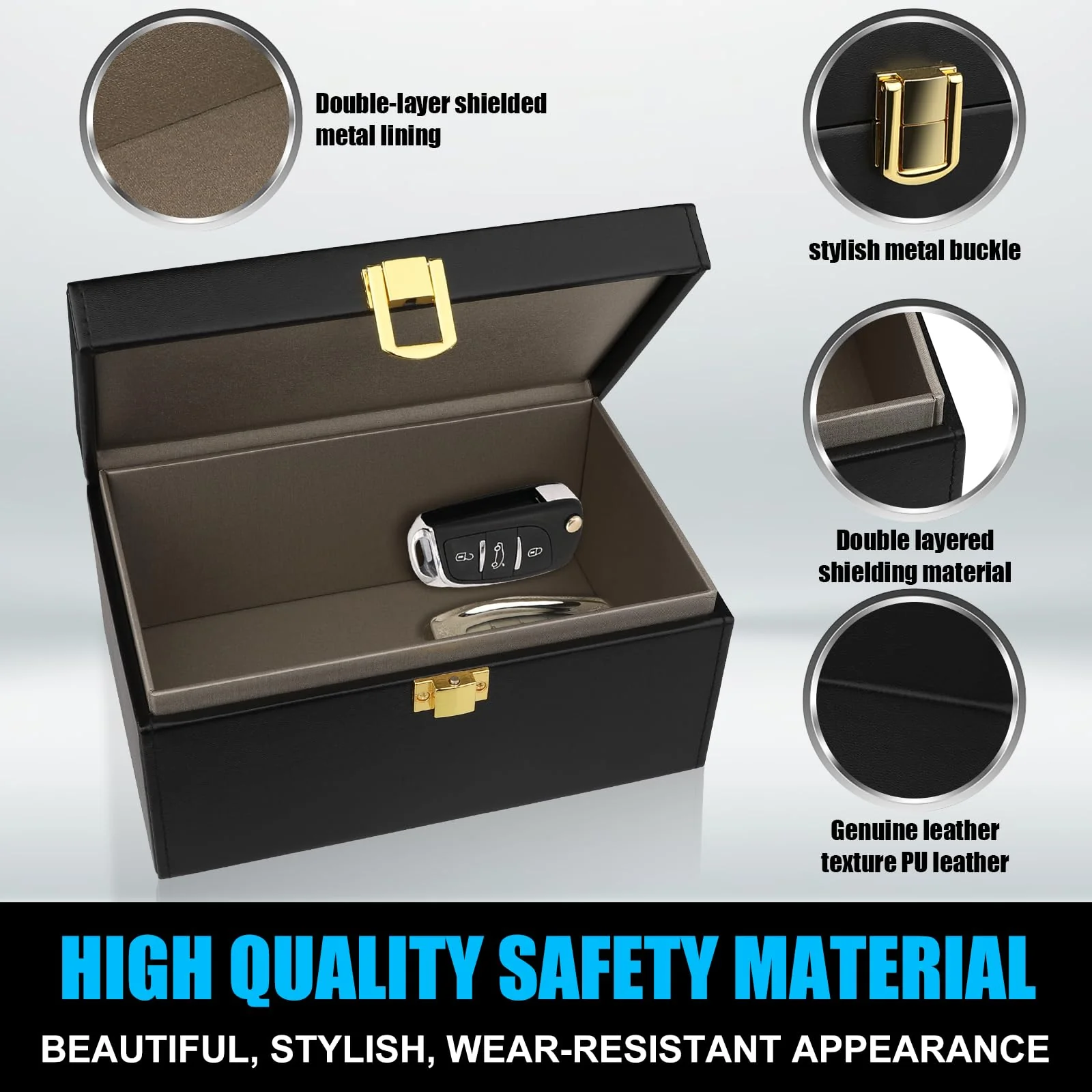 Faraday Box, [Upgrade Version] Faraday Cage with 2 Faraday Pouches,Box for Car Keys,Key Fob Protector,Signal Blocker for Keyless Fob,Car Key Signal Blocking Box for Car Keys Phones Large + 2 Faraday Pouches - Image 3