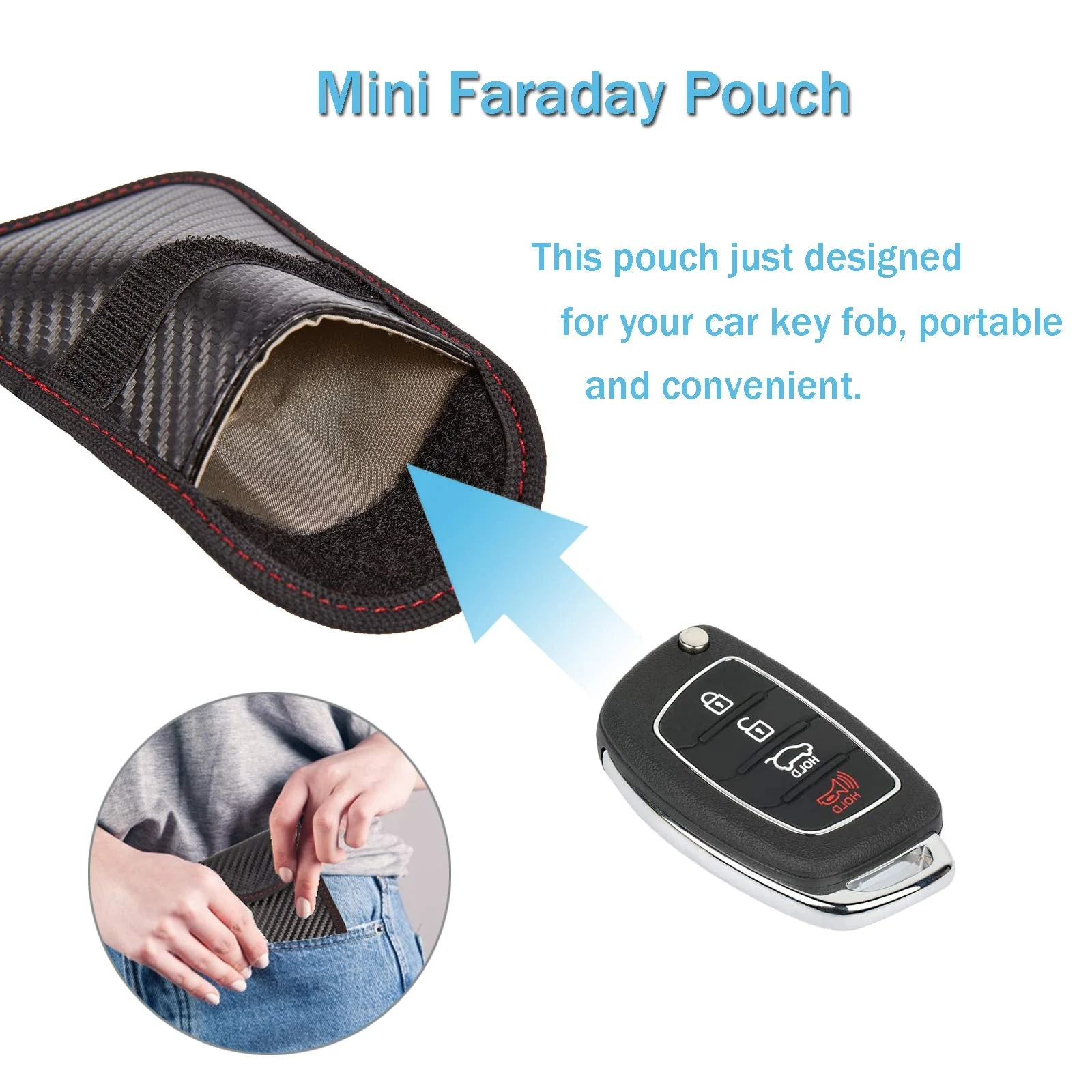 Faraday Key Fob Protector - 2 Pack Mini Anti-Theft Pouch Key Fob RFID Signal Blocking Faraday Bag for Key Fob - Image 2