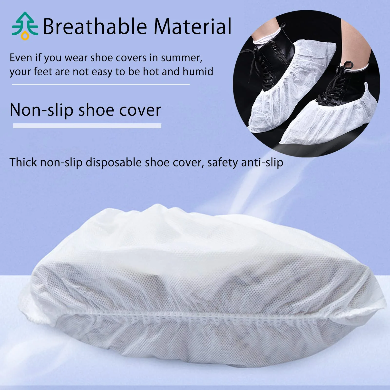 Fashionapple 100 Pcs White Disposable Non-Woven Fabric Shoe Covers Carpet Cleaning Floor Carpet Shoe Covers - Image 2