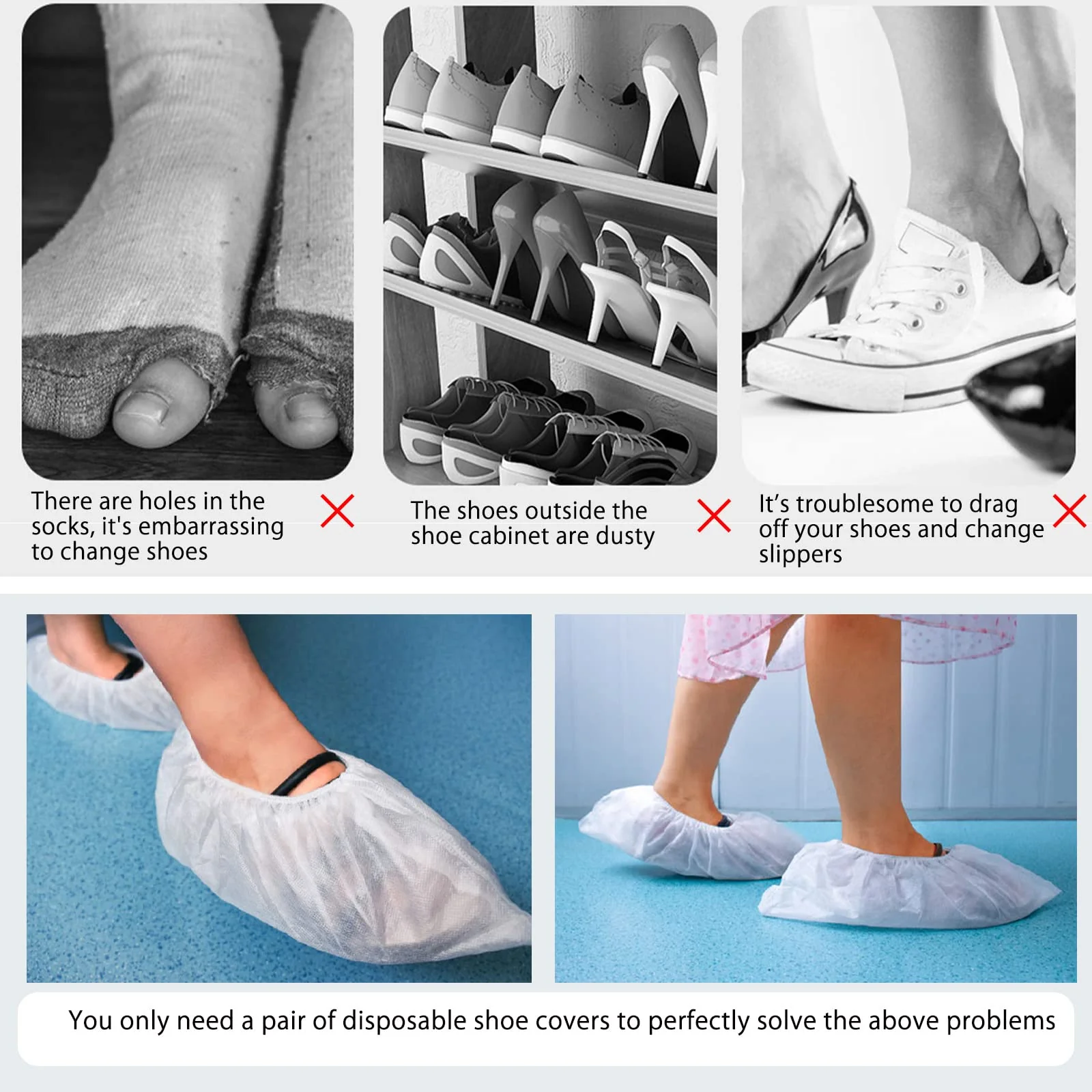 Fashionapple 100 Pcs White Disposable Non-Woven Fabric Shoe Covers Carpet Cleaning Floor Carpet Shoe Covers - Image 6