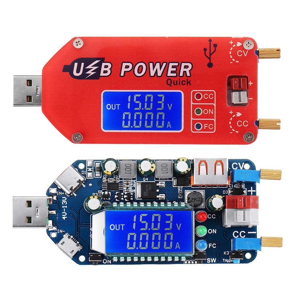 Fasizi 15W USB Step Up Power Supply Module Boost Adjustable Converter Fan Speed Control Potentiometer with LCD Display - Red - Image 2