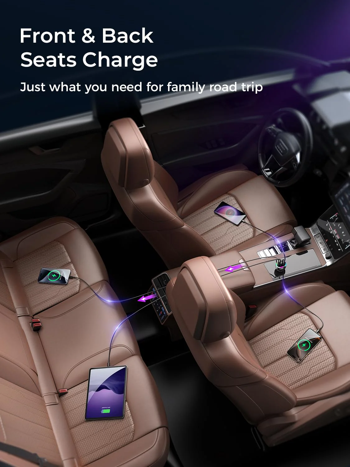 Fast Car Charger FLYLEAD 70W 4 Ports Car Charger【A Must for Family Travel】 Super Fast USB C Car Charger Adapter for iPhone 16/15 Pro Max Plus Samsung Galaxy S24 Black - Image 6