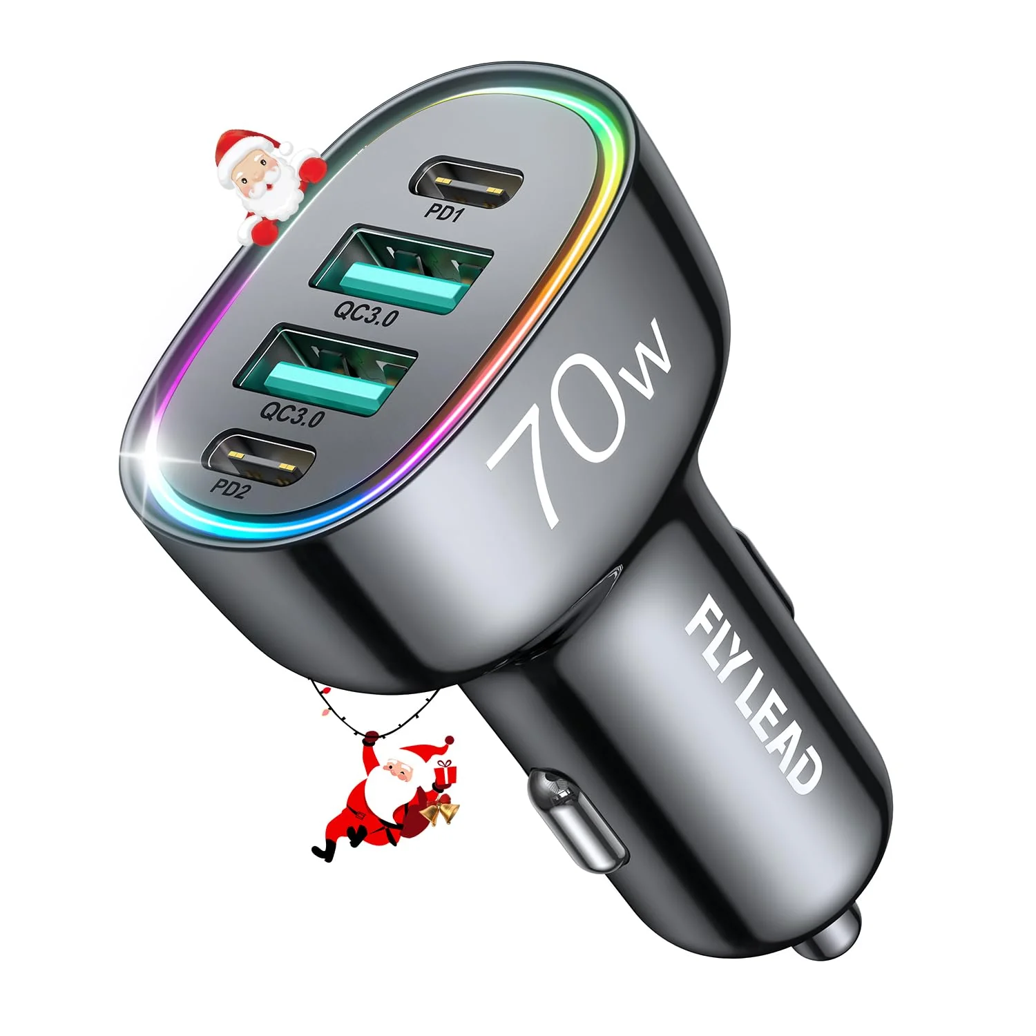 Fast Car Charger FLYLEAD 70W 4 Ports Car Charger【A Must for Family Travel】 Super Fast USB C Car Charger Adapter for iPhone 16/15 Pro Max Plus Samsung Galaxy S24 Black - Image 9