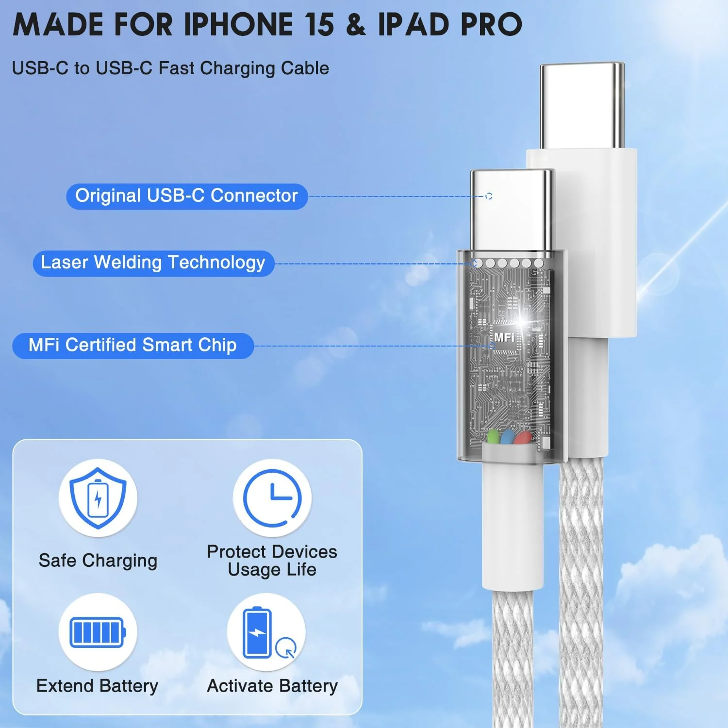 Fast Charging for i Phone 15 Pro Max Charger 2Pack, 20W Type C Fast Charger Block with 6FT Long USB C to USB-C Cable Compatible with iPhone 15/15 Pro/15 Plus/for iPad Pro 13/12.9/11/Pad10th/Mini 6FT+6FT Pink - Image 4