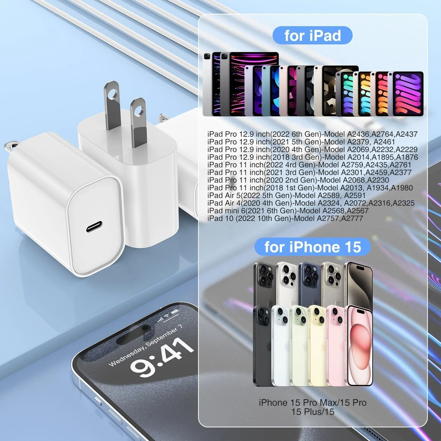 Fast Charging for i Phone 15 Pro Max Charger 2Pack, 20W Type C Fast Charger Block with 6FT Long USB C to USB-C Cable Compatible with iPhone 15/15 Pro/15 Plus/for iPad Pro 13/12.9/11/Pad10th/Mini 6FT+6FT Pink - Image 7