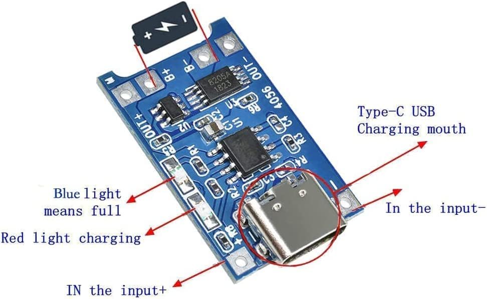 Fastsaw Pack of 25 Micro Input Interface Type-C USB 5V 1A 18650 Lithium Charger Module Charging Card with Double Protection Function - Image 2