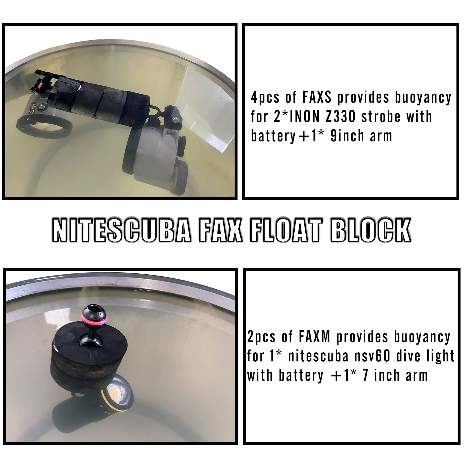 FAXS Jumbo Float Kit Buoyancy Underwater Float for Ultralight/INON/Sea&Sea Arms/WEEFINE/MINIFOCUS Arms Faxs2.5 X 1.5inch - Image 7