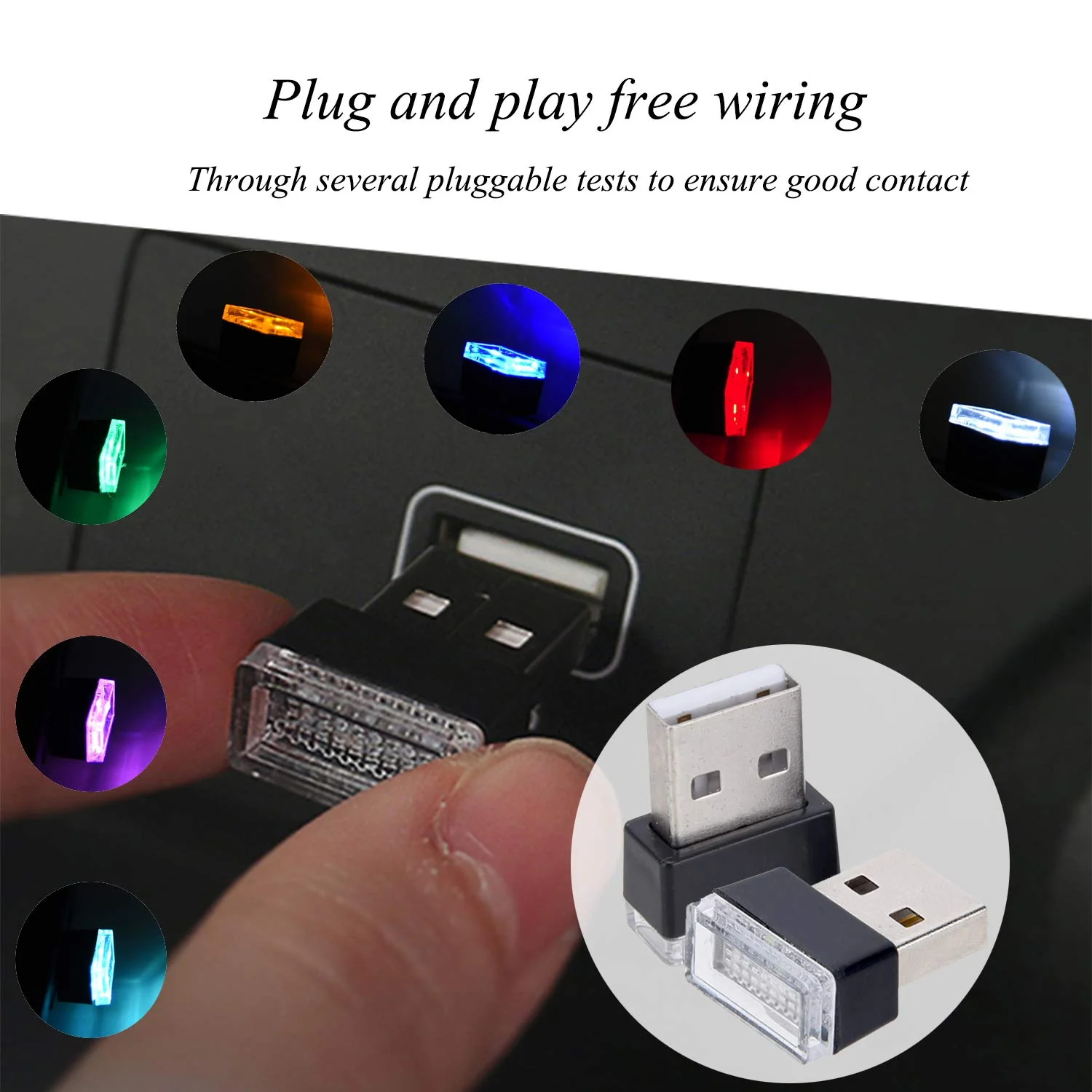 Febrytold 4Pcs Red USB Car Interior Atmosphere Lamps, Universal Mini Led USB Lights for Car Decoration, Lighting - Image 4