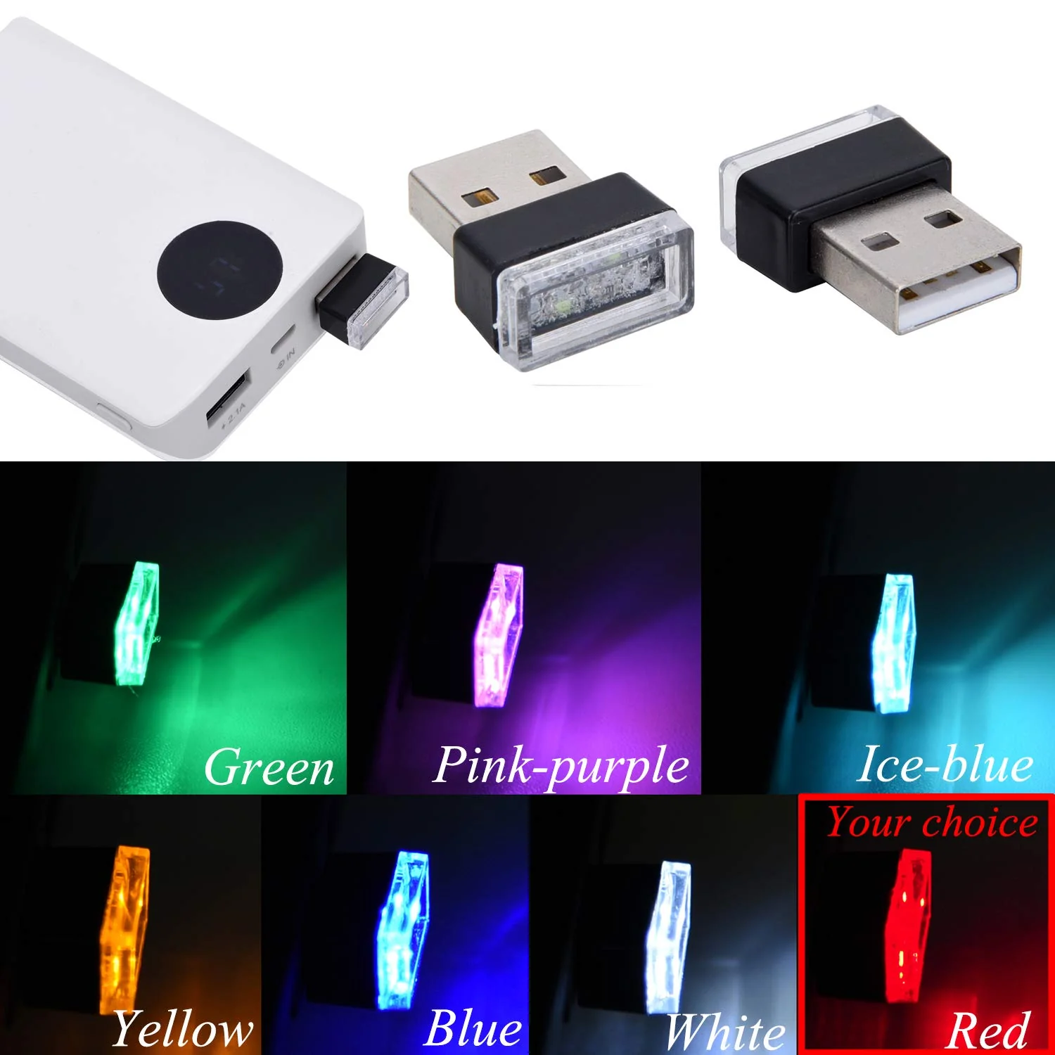 Febrytold 4Pcs Red USB Car Interior Atmosphere Lamps, Universal Mini Led USB Lights for Car Decoration, Lighting - Image 5