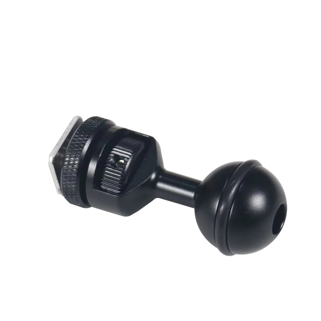 FEICHAO 1 Inch Ball Mount Head Adjustable Adapter with Cold Shoe Base for Underwater Camera Case Video Flash (Kit A) Kit A - Image 2