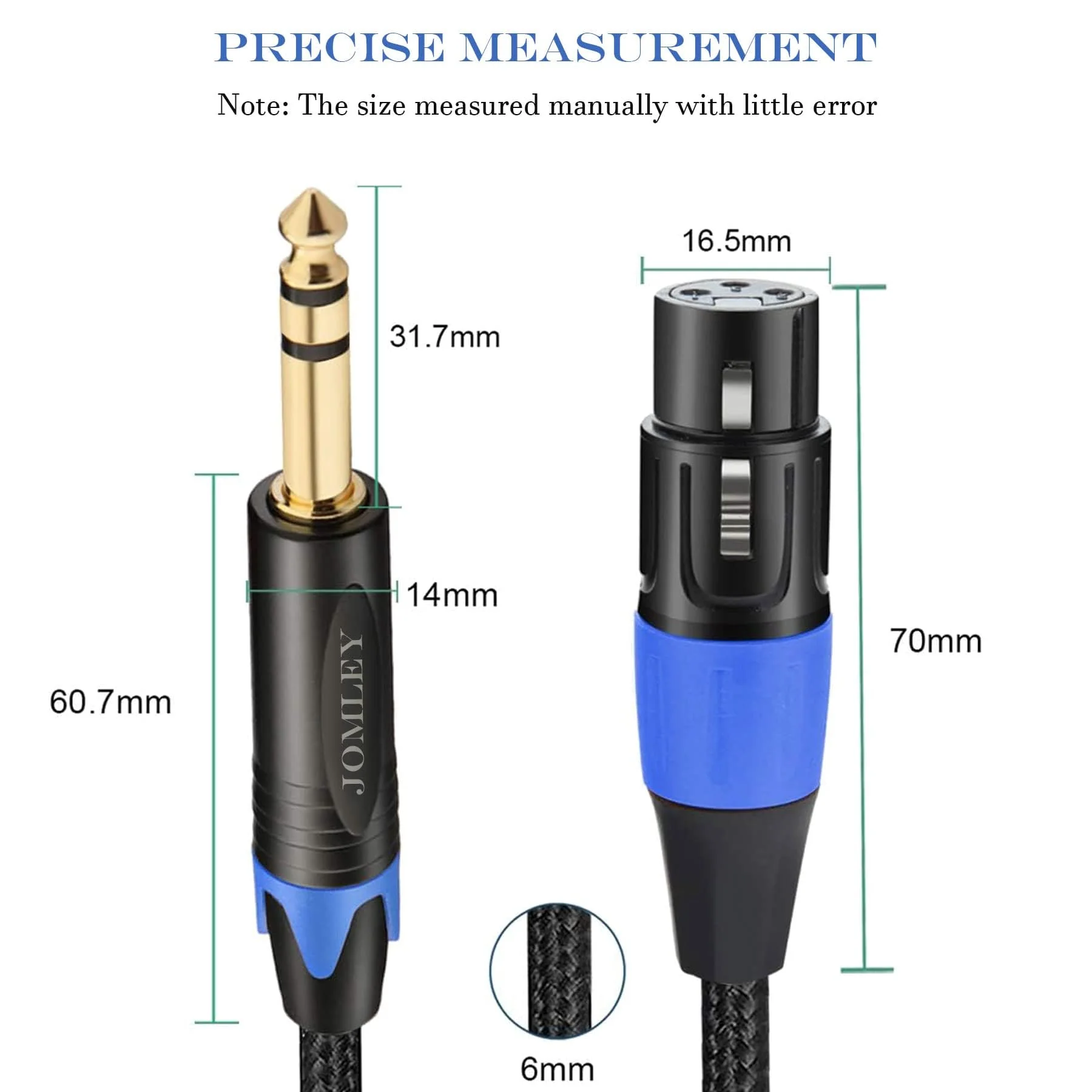 Female XLR to 1/4 inch (6.35mm) TRS Balanced Microphone Cable, Nylon Braid 3-Pin XLR Female to Quarter inch TRS Male Interconnect Patch Cable - 10ft 10ft(3m) - Image 6