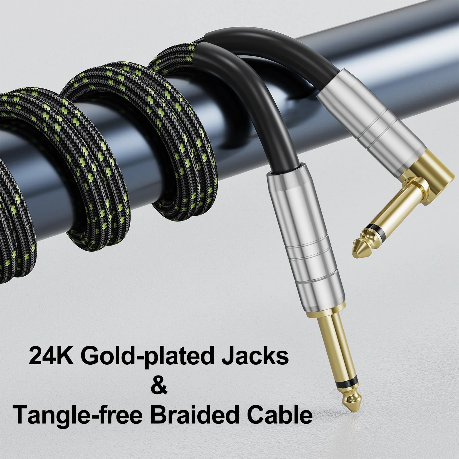 FEMORO Guitar Cable 10 ft, Instrument Cables Electric Guitar Amp Cord TS 1/4 Inch Audio 22AWG Chord 6.35MM Right Angle Support AV Receiver Bass Amplifier AMP Piano Keyboard Microphone Mixer 10 Feet - Image 3