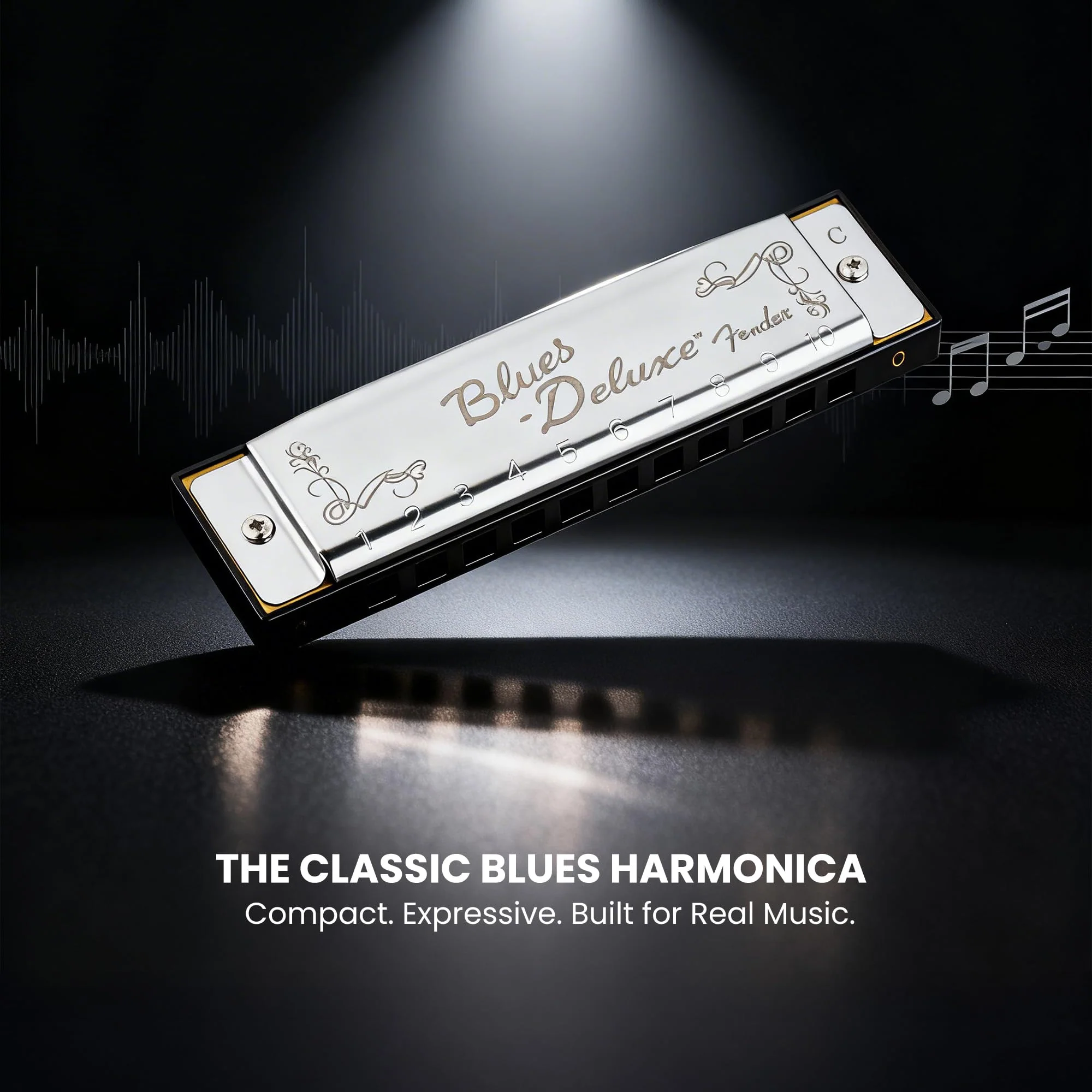 Fender Blues Deluxe Harmonica - Key of C Bundle with Carrying Case, Austin Bazaar Online Manual, and Polishing Cloth - Image 7