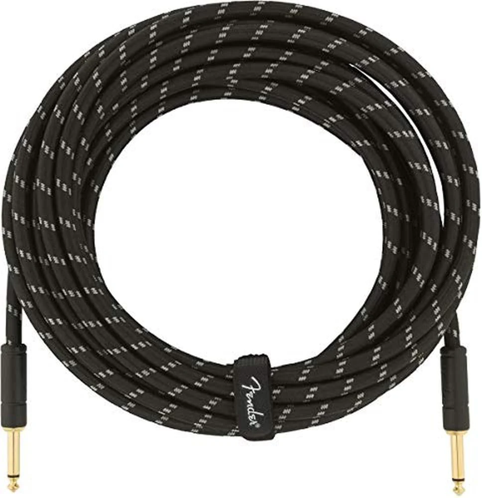 Fender Deluxe Series Instrument Cable, Guitar Cable, Stocking Stuffers, Guitar Accessories, Straight/Straight, Black Tweed, 25ft - Image 3