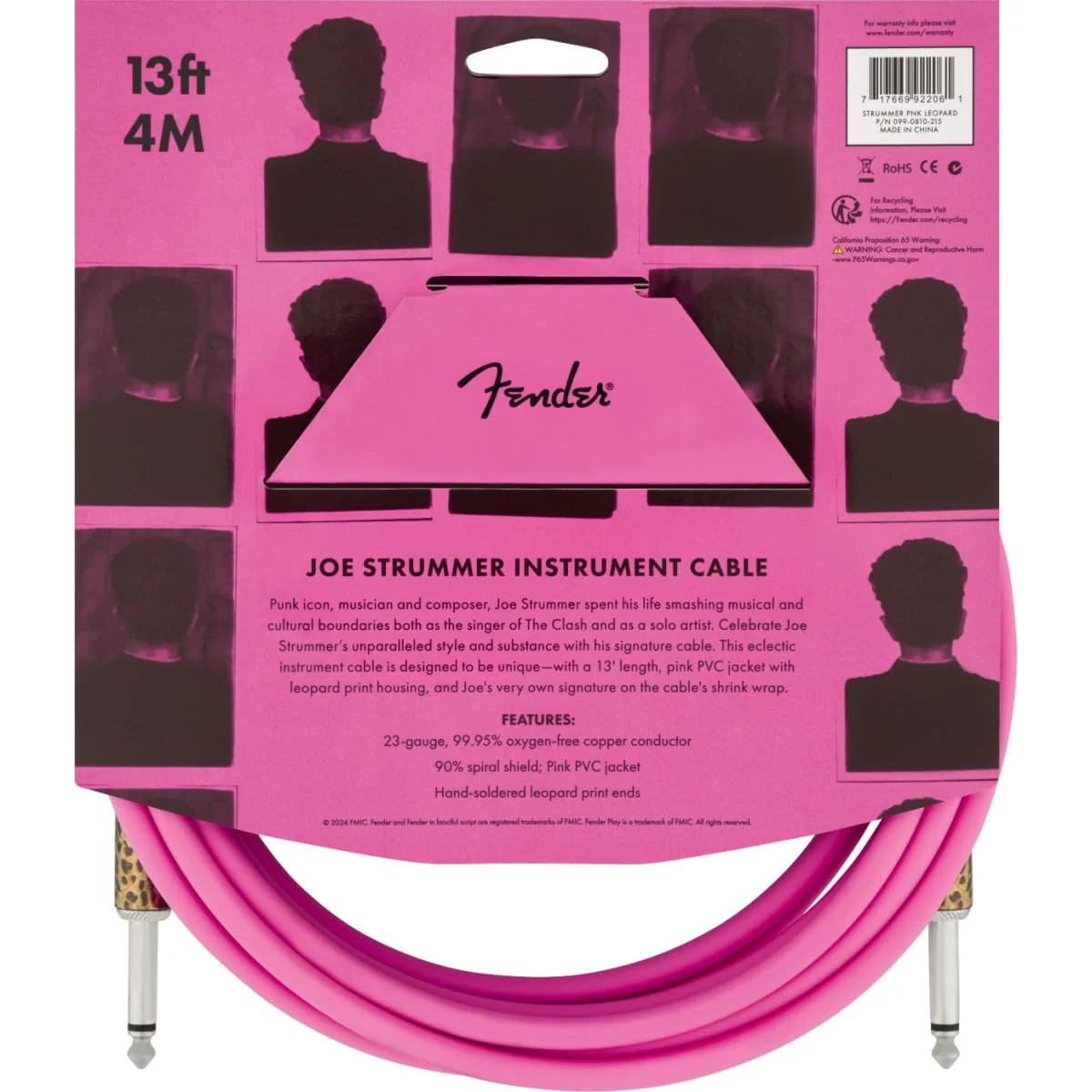 Fender Joe Strummer 13' Instrument Cable, Stocking Stuffers, Pink Leopard - Image 3