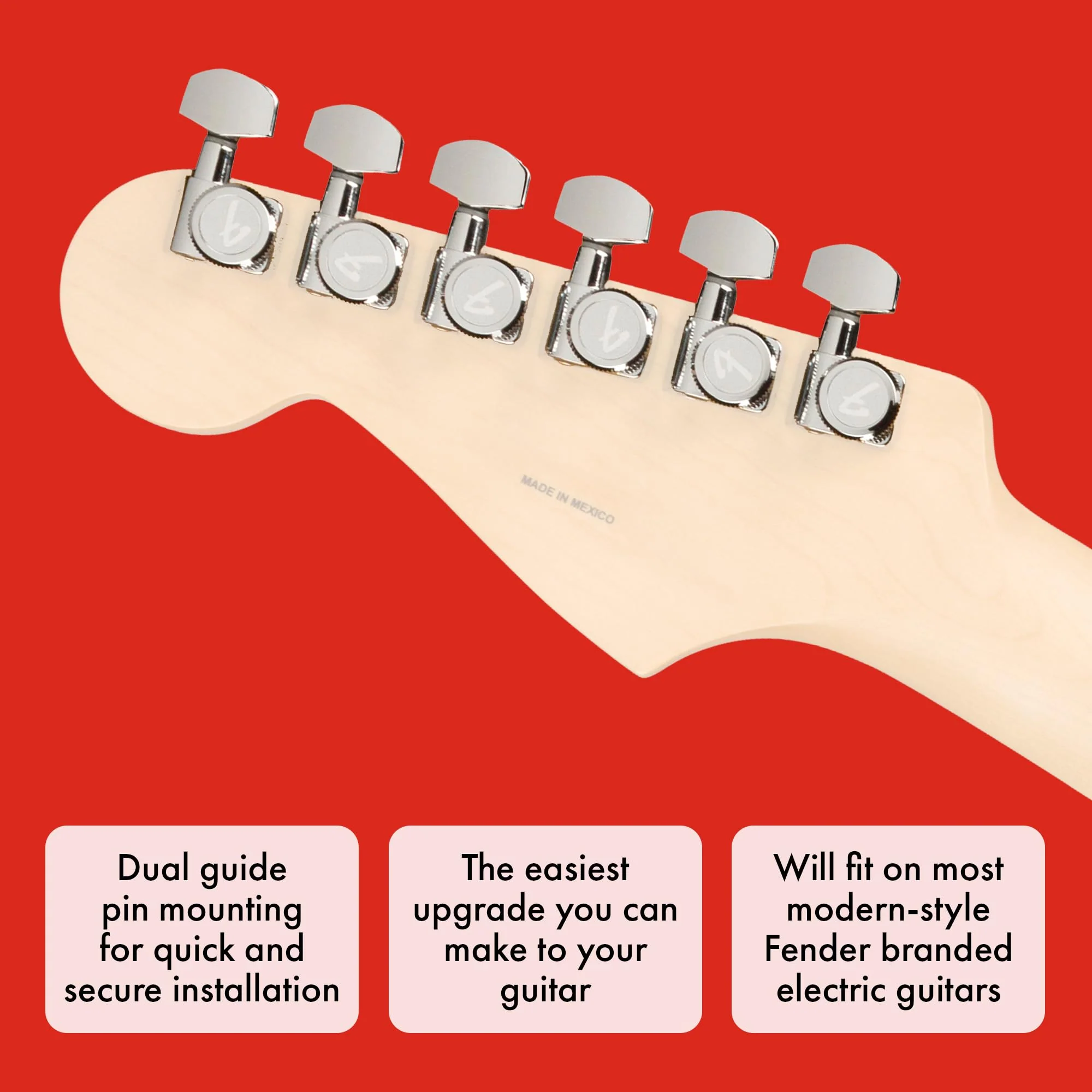 Fender Locking Tuners Stratocaster Guitar Tuners, Polished Chrome, Right Hand Guitar Tuners, 1.7x10x4.5 Inches, Set of 6 Guitar Tuning Machines - Image 4