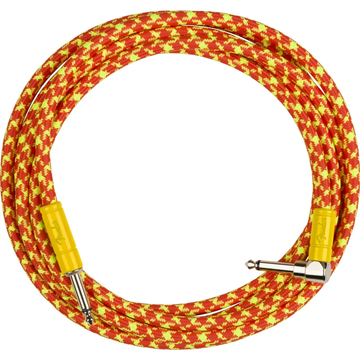 Fender MonoNeon Instrument Cable, Guitar Cable, Stocking Stuffers, Guitar Accessories, Straight/Angle, Orange/Yellow Tweed, 10ft - Image 2
