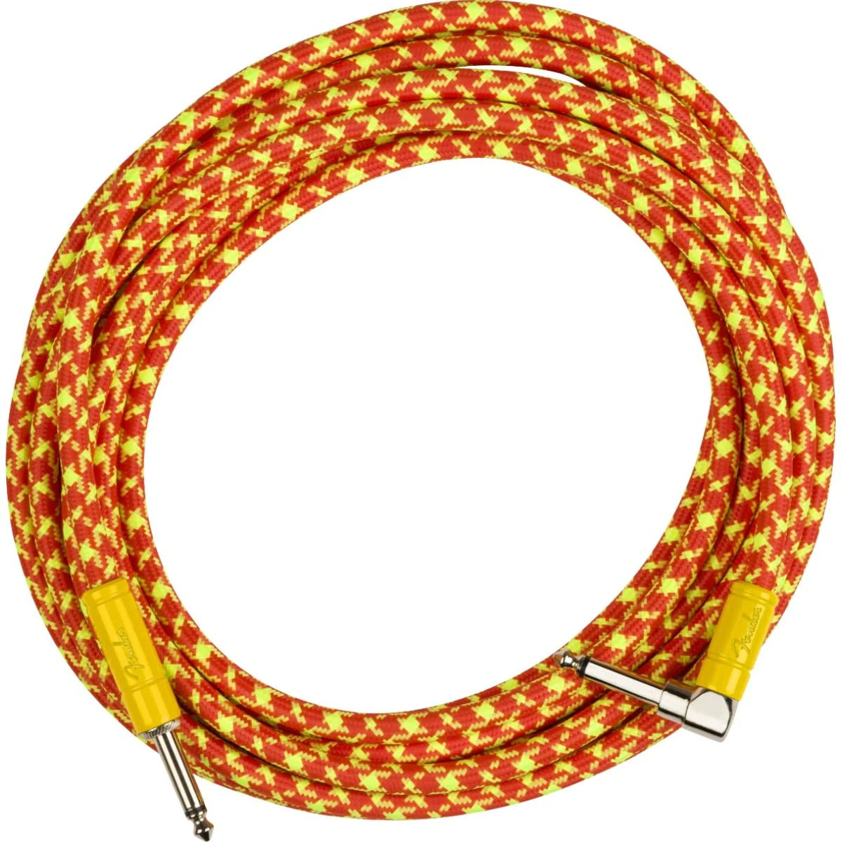 Fender MonoNeon Instrument Cable, Guitar Cable, Stocking Stuffers, Guitar Accessories, Straight/Angle, Orange/Yellow Tweed, 18.6ft - Image 2