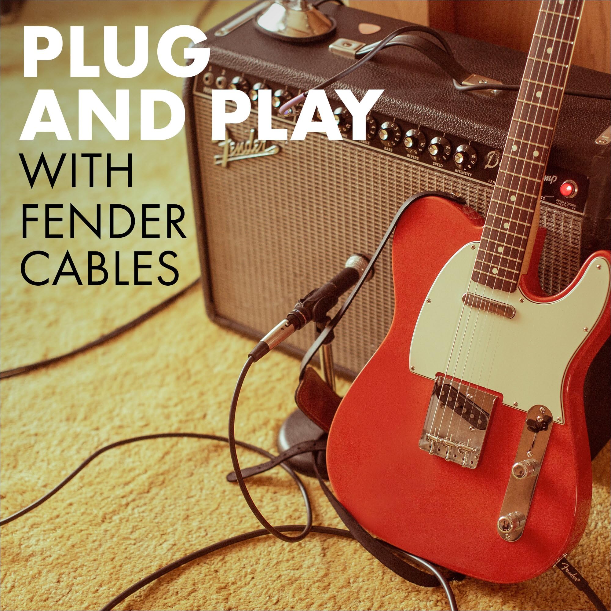 Fender Professional Series Instrument Cable, Guitar Cable, Stocking Stuffers, Guitar Accessories, Straight/Angle, Black, 10ft - Image 5