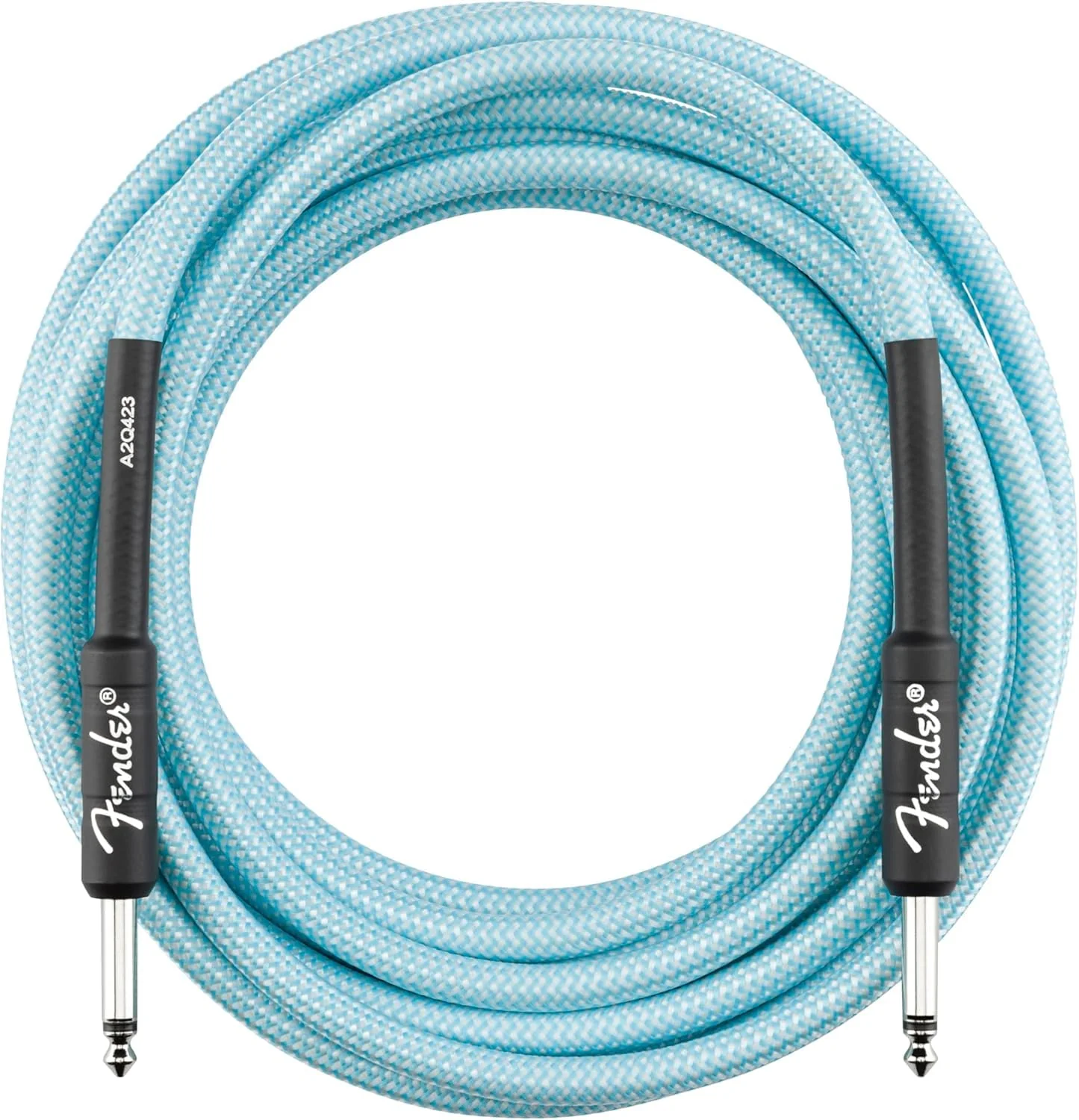 Fender Professional Series Tweed Instrument Cable, Guitar Cable, Stocking Stuffers, Guitar Accessories with 1-Year Warranty, Straight/Straight, Anti-Kinking Design, Daphne Blue, 18.6ft