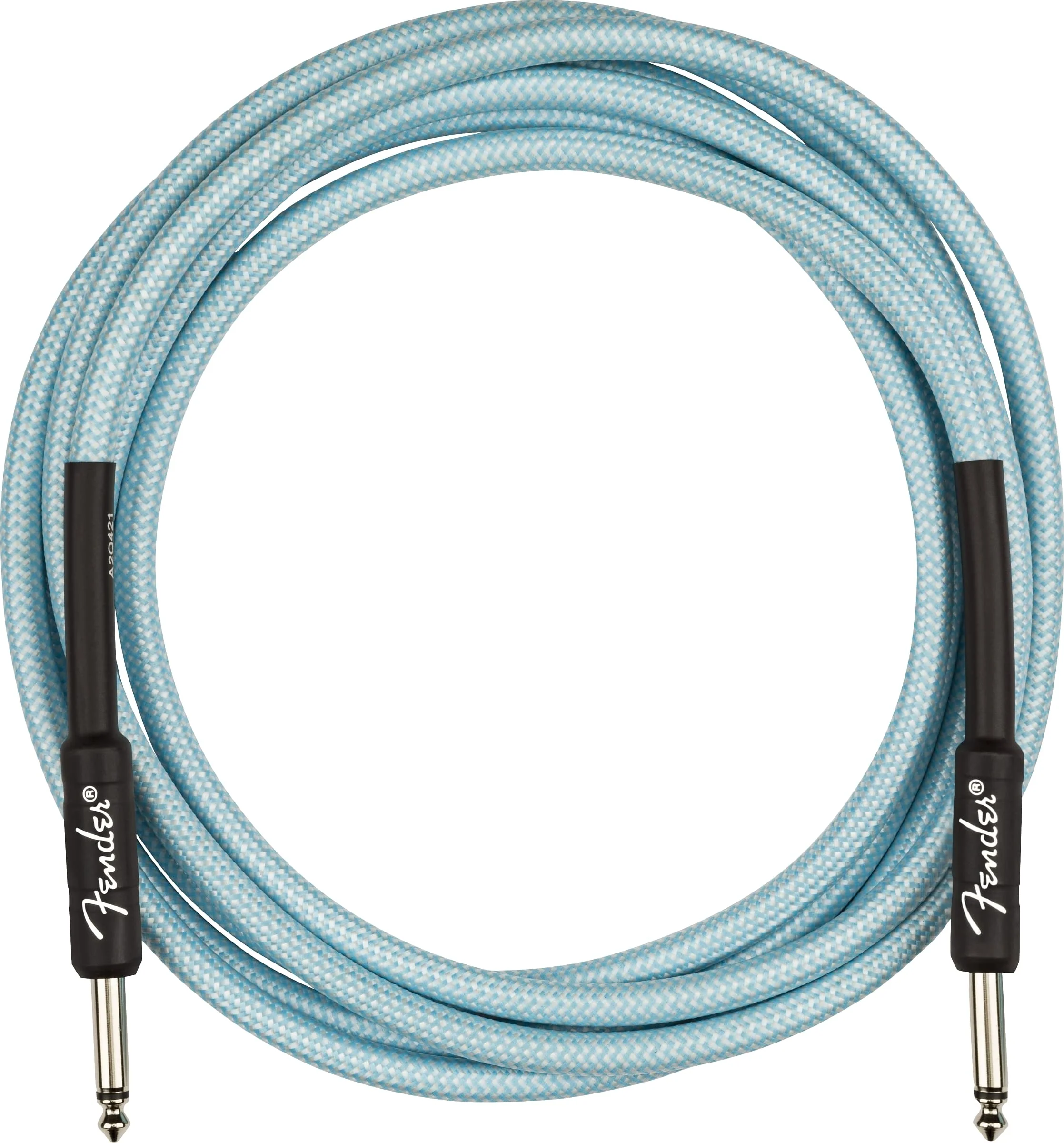 Fender Professional Series Tweed Instrument Cable, with 1-Year Warranty, Straight/Straight, Spiral Shielding for an Anti-Kinking Design, Daphne Blue, 10ft Daphne Blue Tweed - Image 2