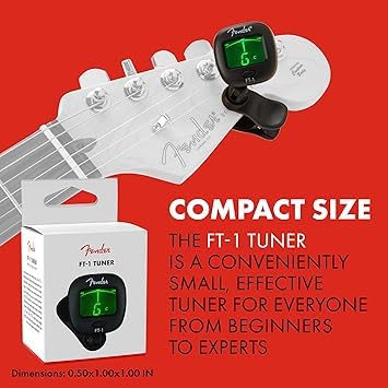 FenderMusical FT-1 Professional Clip-On Chromatic Tuner, Green Display - Image 3