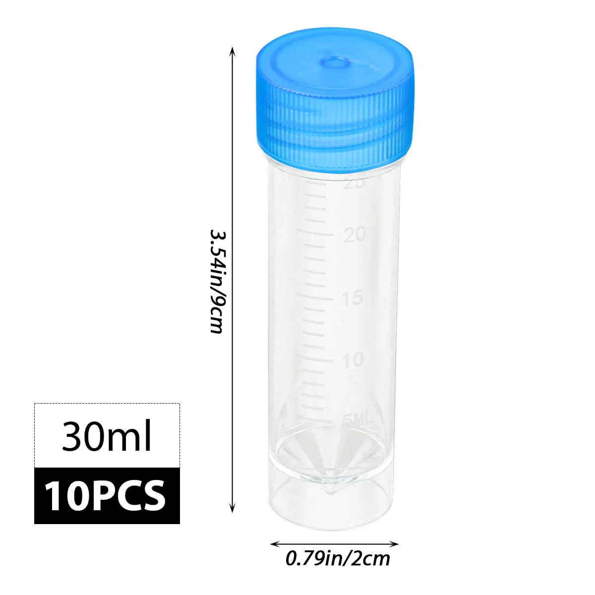 FERCAISH Pack of 10 Sample Tubes with Blue Screw Lid, 30 ml Sample Tube, Disposable Urine Tubes, Plastic Marker, Test Tubes, for Laboratory and Hospital - Image 6
