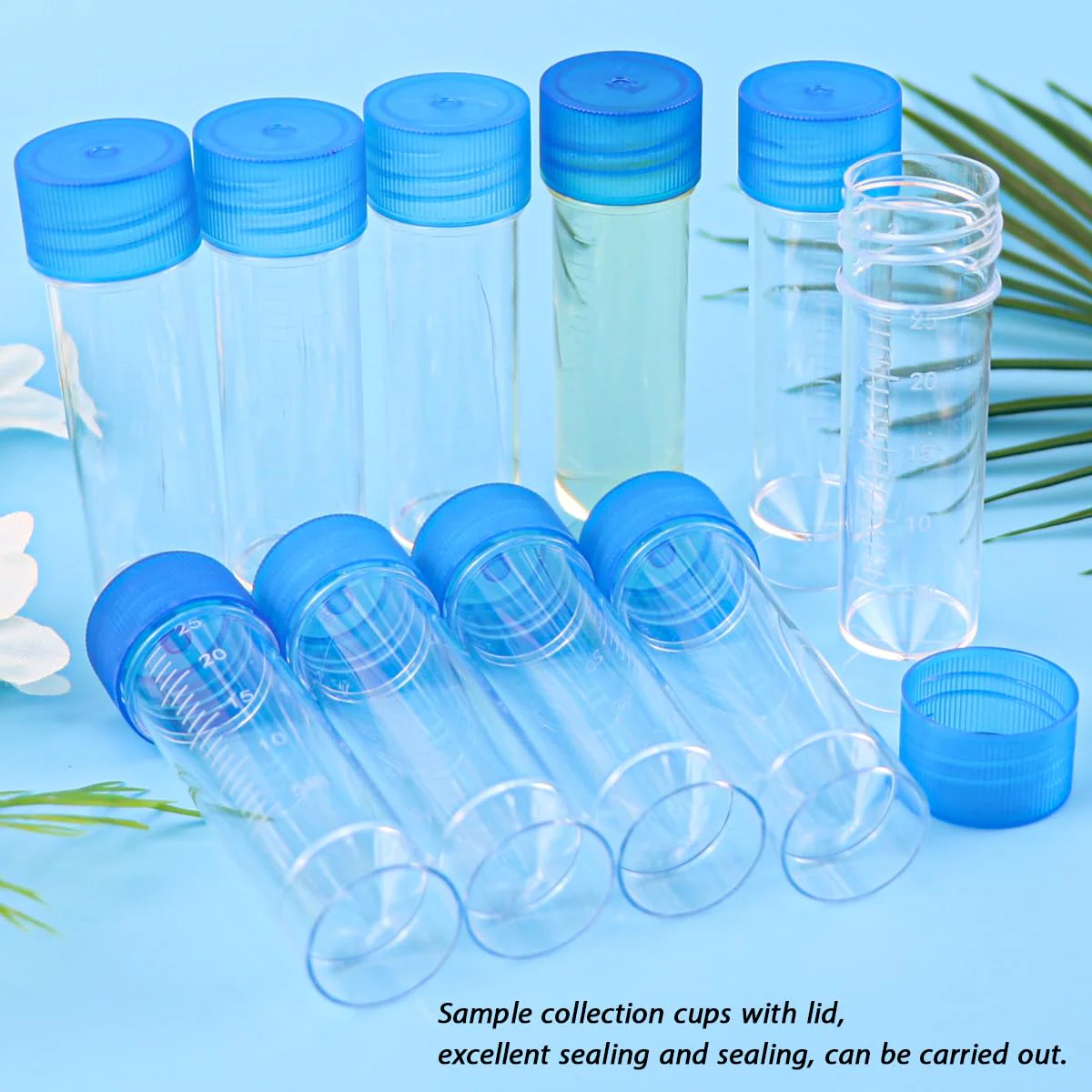 FERCAISH Pack of 10 Sample Tubes with Blue Screw Lid, 30 ml Sample Tube, Disposable Urine Tubes, Plastic Marker, Test Tubes, for Laboratory and Hospital - Image 7