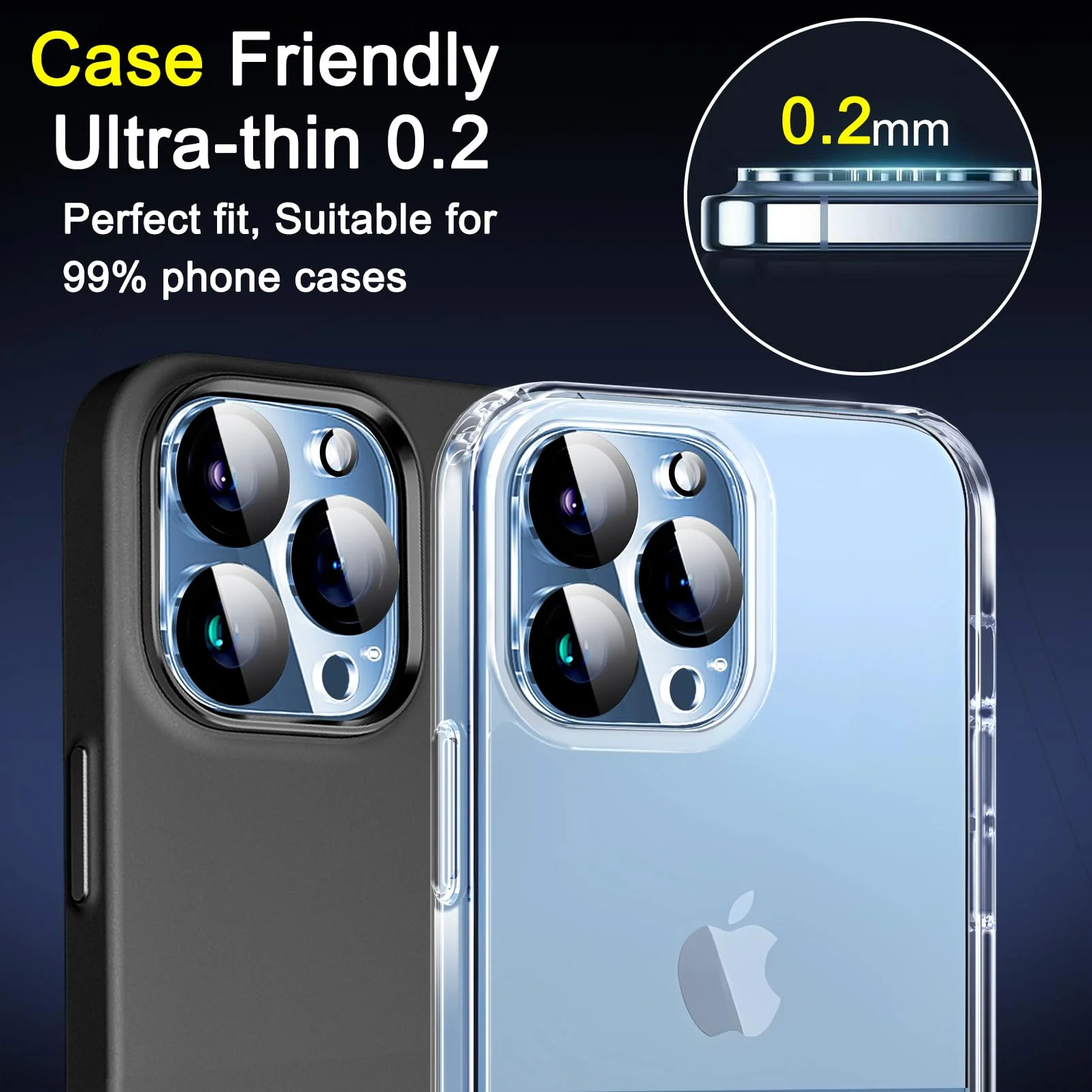 Ferilinso Designed for iPhone 13 Pro Max Camera Lens Protector, Designed for iPhone 13 Pro Camera Lens Protector, 3 Pack 9H Tempered GlaSS, Night Shooting Mode, Case Friendly, High Definition 6.1 INCH-6.7 INCH - Image 4