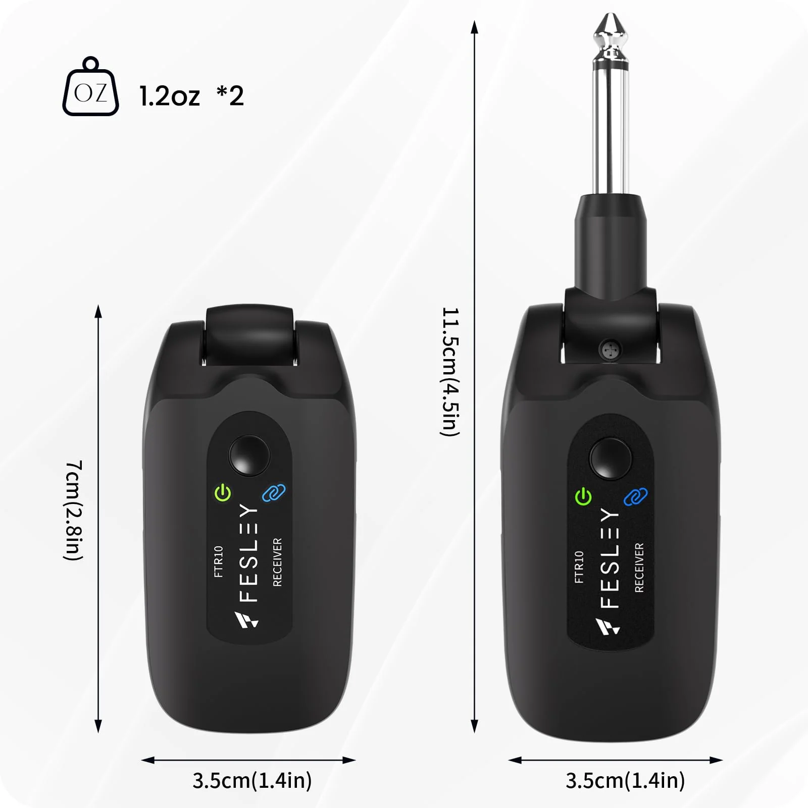 Fesley 2.4GHz Wireless Guitar System: Better Audio Resolution, One-Click Auto-Matching, 10-Hour Battery Rechargeable Audio Digital Wireless Guitar Transmitter Receiver for Bass Electric Instruments - Image 8