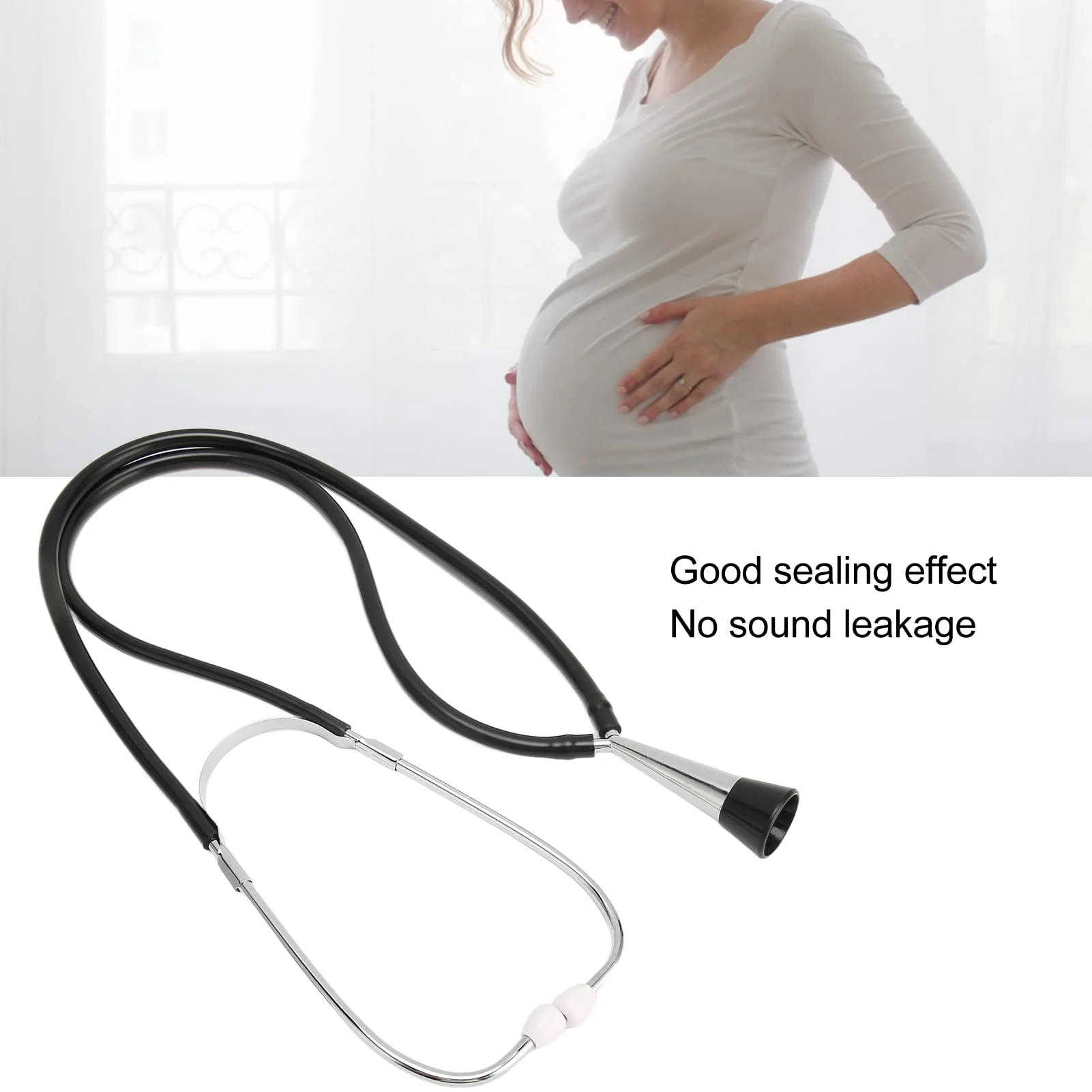 Fetal Stethoscope for Baby Heartbeat Detection, Soft Fetal Monitoring Heart Stethoscope Made of Aluminium Alloy, Black for Pregnant Women - Image 2