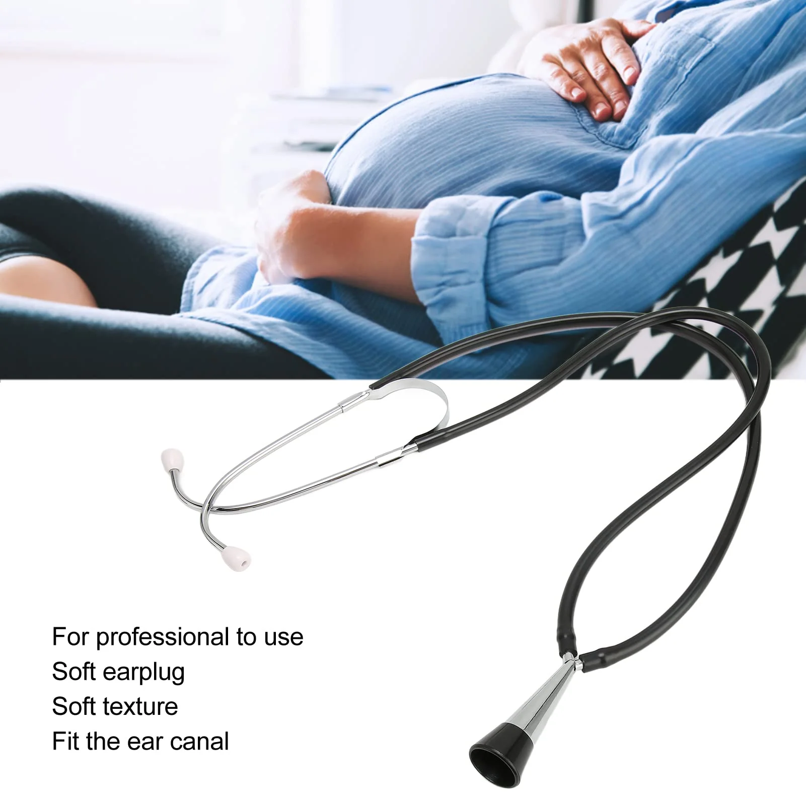 Fetal Stethoscope for Baby Heartbeat Detection, Soft Fetal Monitoring Heart Stethoscope Made of Aluminium Alloy, Black for Pregnant Women - Image 3