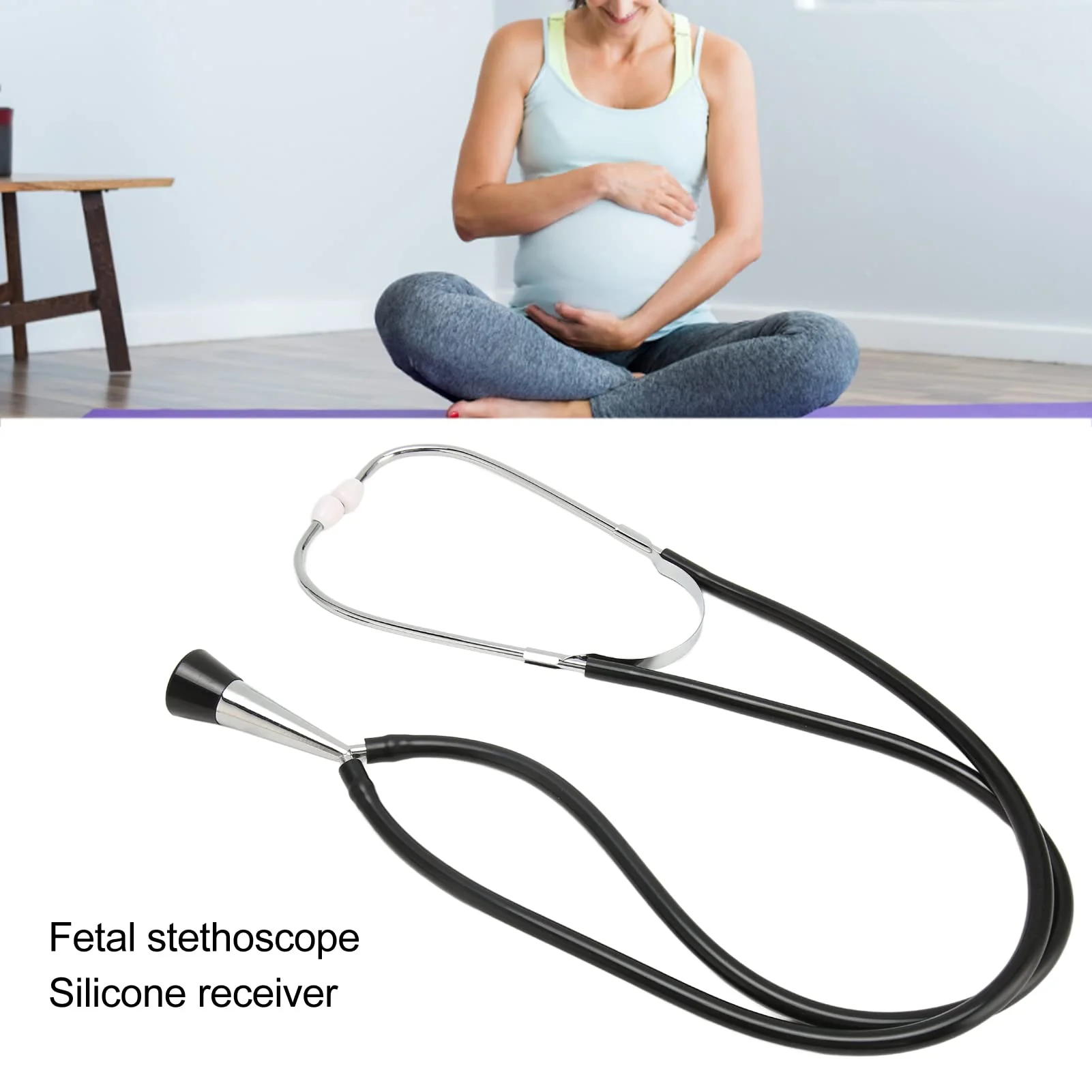 Fetal Stethoscope for Baby Heartbeat Detection, Soft Fetal Monitoring Heart Stethoscope Made of Aluminium Alloy, Black for Pregnant Women - Image 4